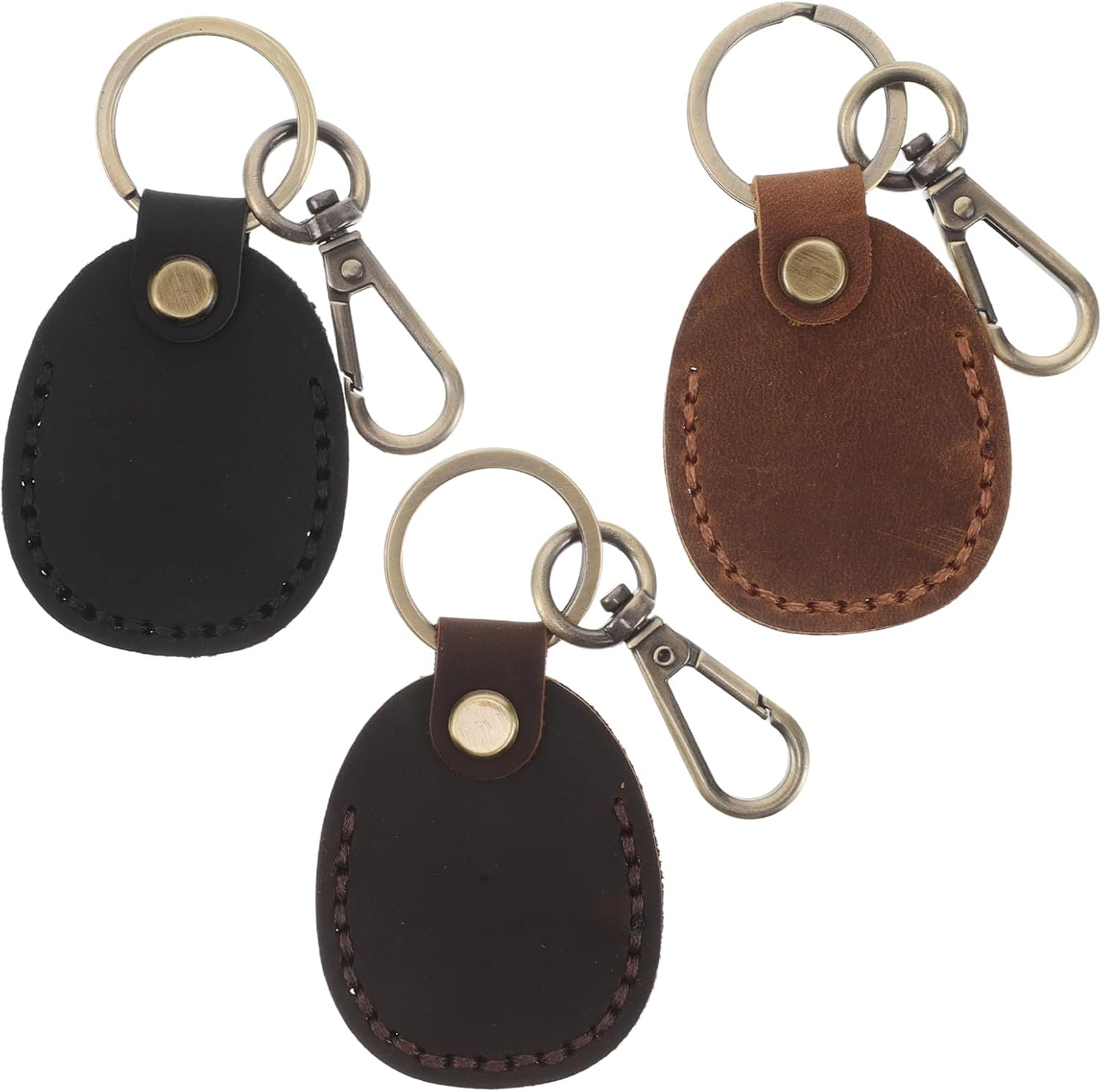 CTIRCHIU 3Pcs Vintage PU Card Holder Keychain for Women Handmade Access Card Case with Key Ring Smooth Touch for NFC Key Fob Office and Residential Use image number 1