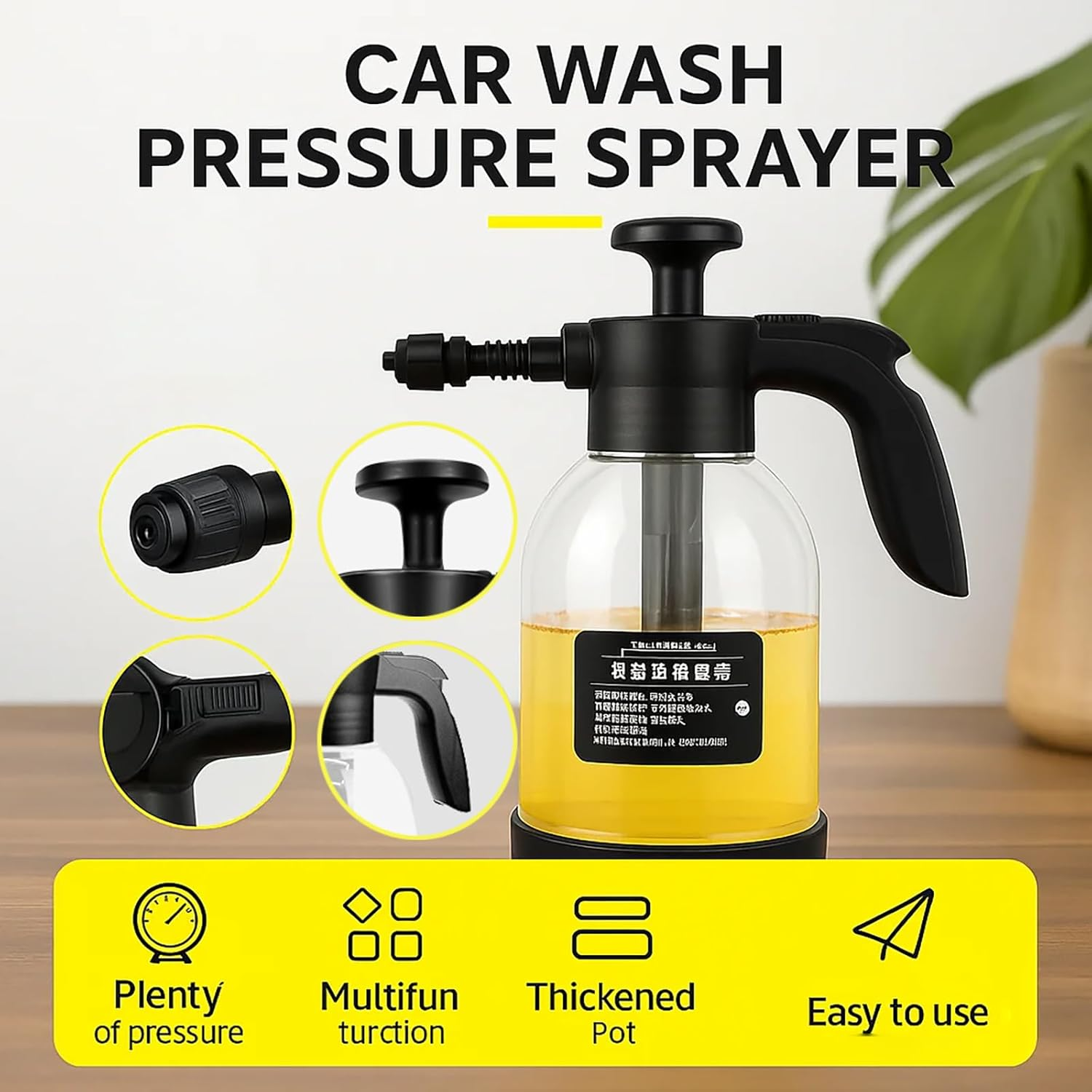Taoluwin Car Wash Foam Sprayer, 2L Foaming Pump Sprayer with 55&deg; Fan Jet & Dual Modes, Heavy-Duty Pressure Handle for Thick Suds, Cars, Gardens, and Pets image number 3