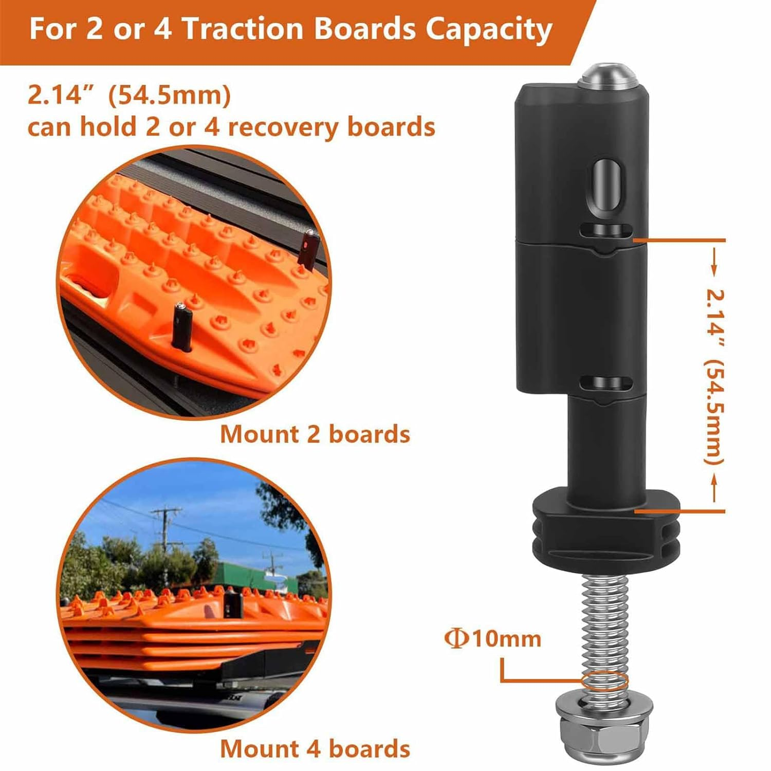 4Pcs Black Mounting Pin for MAXTRAX MKII Traction Board, Universal Recovery Board Mounting Kit with 360 Degree Rotation Knuckle image number 3