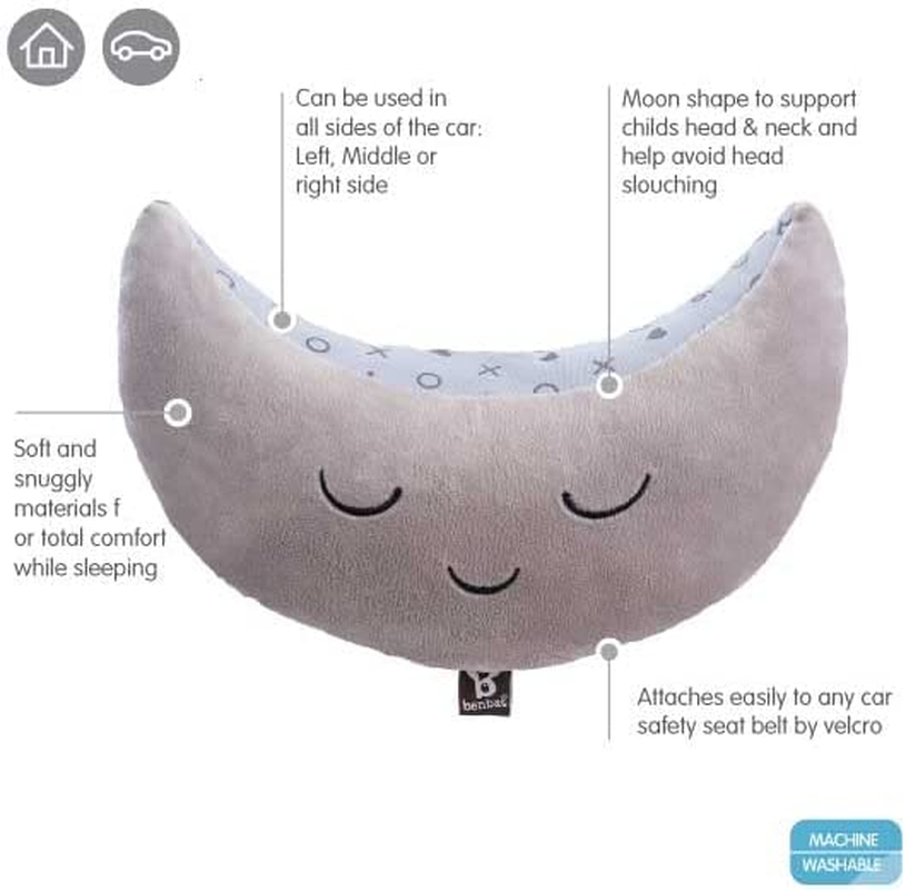 BENBAT Mooni Seat Belt Head Support Travel Pillow for 4 Years and Above, Grey (BE-MH170)
