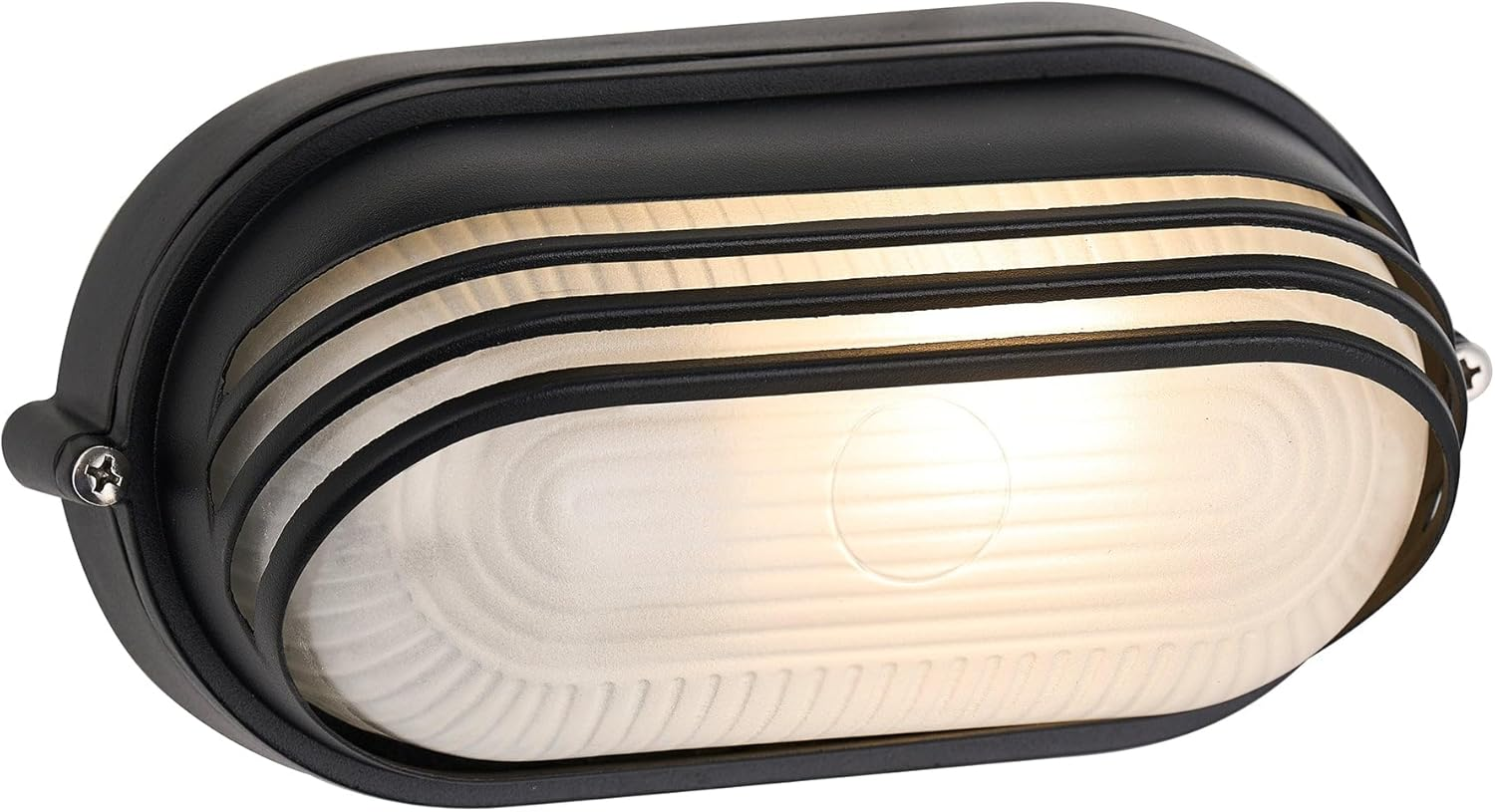 Lexi Lighting Virell Oval Louvered Outdoor Bunker, Retro Moisture E27 Outdoor Wall Lamp, IP54 Waterproof Explosion-Proof Glass Lampshade Ceiling Lamp Garden Balcony Porch Wall Lighting - White