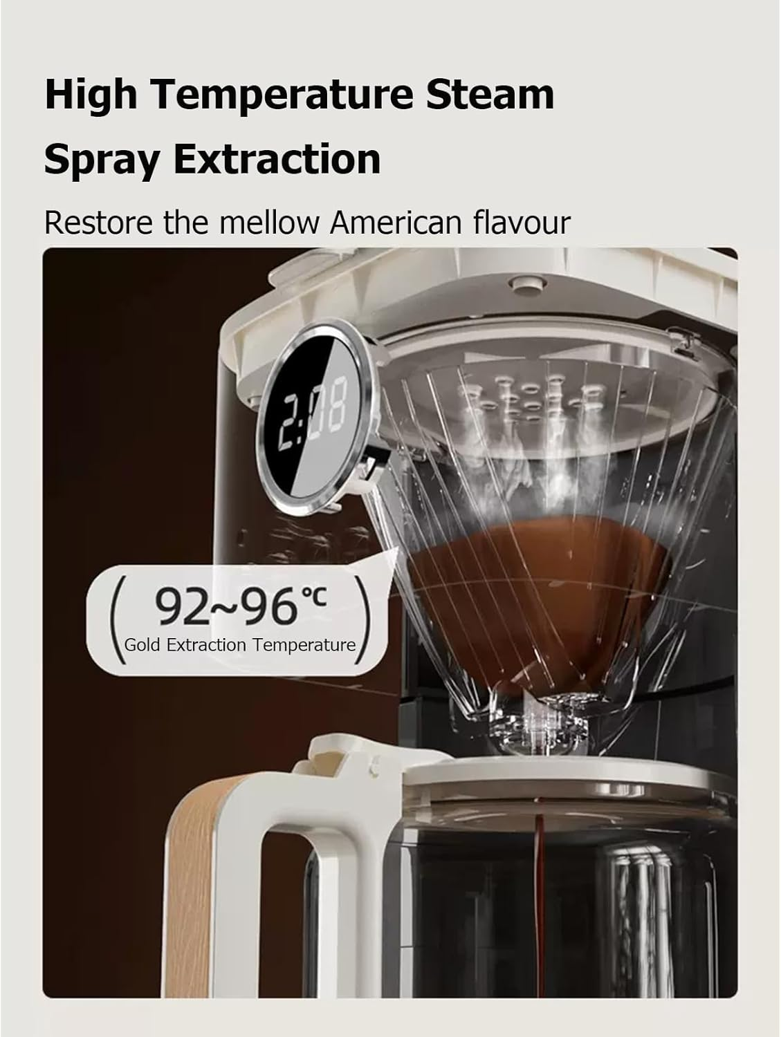 TECHBEAR Drip Coffee Maker Machine, 1.5L Programmable Coffee Machine with 24H Appointment, Regular & Strong Brew, Glass Carafe, Coffee Pot for Home, Office, Auto Shut off (CN Panel) image number 6