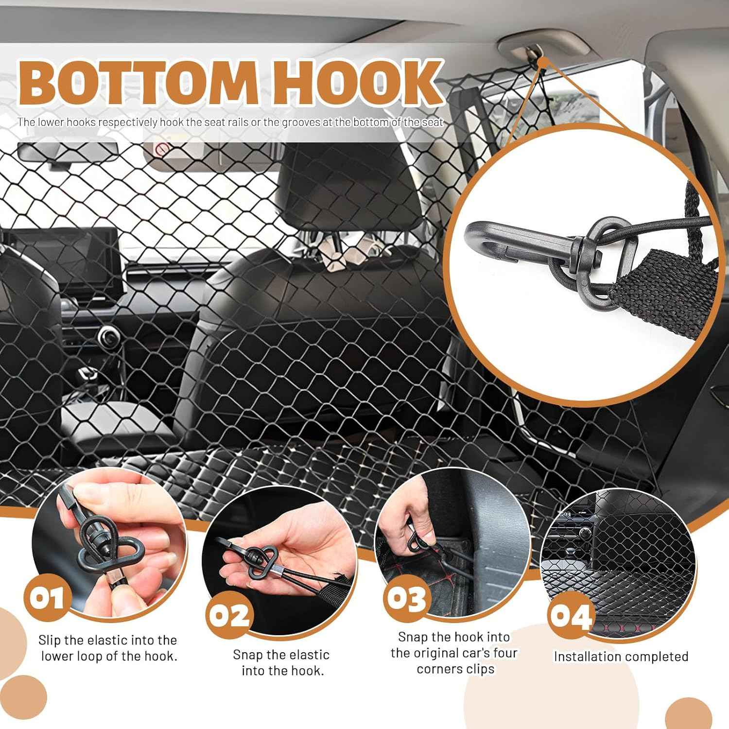 Dog Car Barrier, Dog Barrier for Car Dog Car Divider Back Seat Barrier, Dog Barrier for Suv Car Pet Barrier, 51&rsquo;&rsquo;*35&rsquo;&rsquo; Car Divider for Dogs Car Net for Dogs (51&rsquo;&rsquo;*35&rsquo;&rsquo;) image number 4