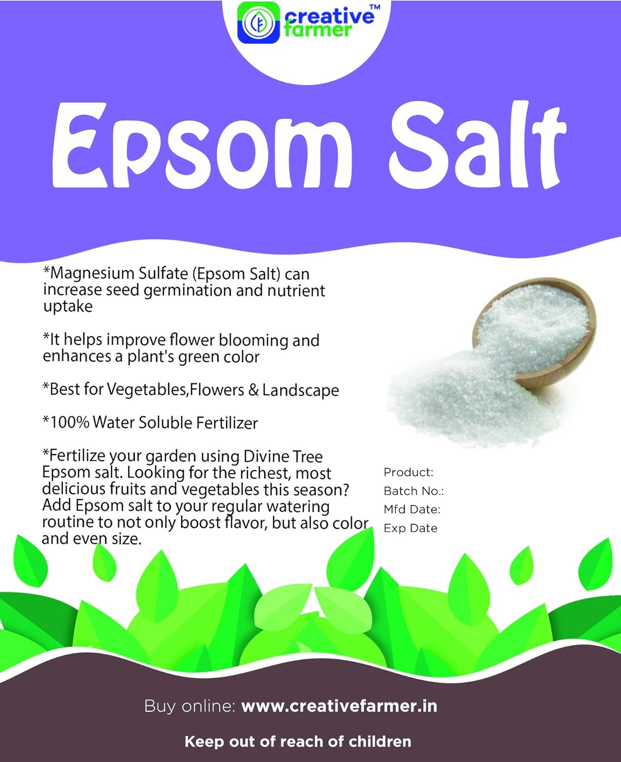 Creative Farmer Epsom Salt 2Kg Pure Salts (Magnesium Sulphate) for Horticultural/Aquarium Use image number 3