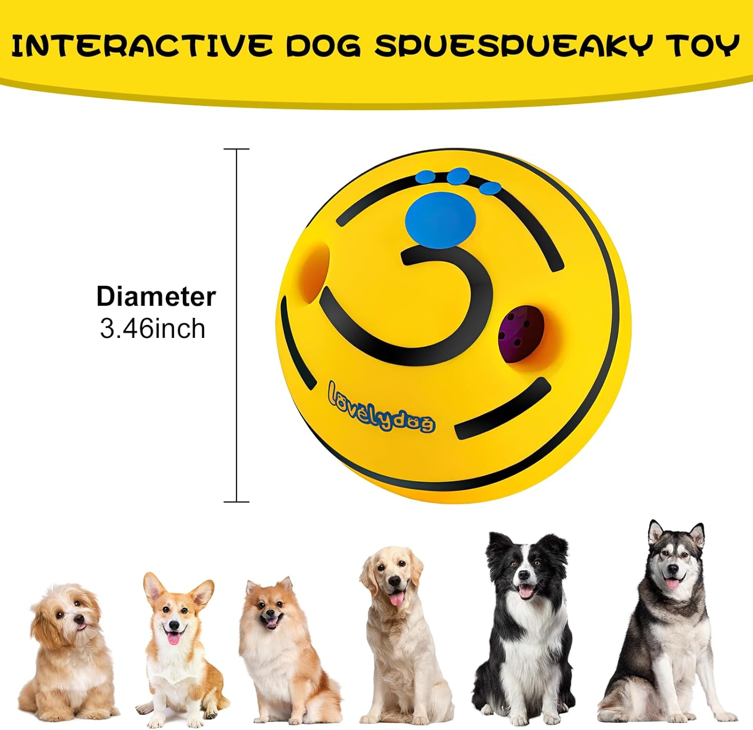 Dog Toy, Giggle Ball Dog Toy, Durable Wobble Wag Chewing Dog Balls, IQ Training Cleaning Teeth Indoor Outdoor for Medium Large Dogs, image number 2