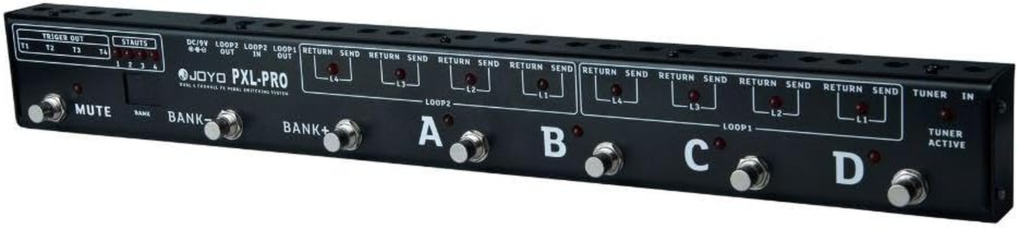 Joyo PXL-PRO Guitar Foot Effect Pedal Controller, Dual 4-Channel 8 Loop FX Switcher with Amp Switching, Mute Switch, and Buffered Bypass, Black image number 3