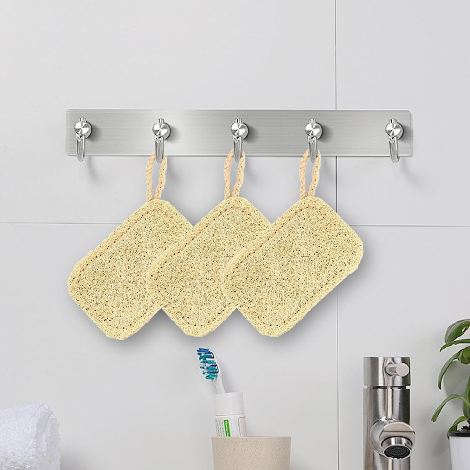 Suytvenxau 2 PCS Loofah Natural Shower Sponges, Body Loofah, Eco-Friendly Exfoliating Body Sponge for Skin Care, Bath Spa, Kitchen Cleaning, Soft Touch, Organic image number 5