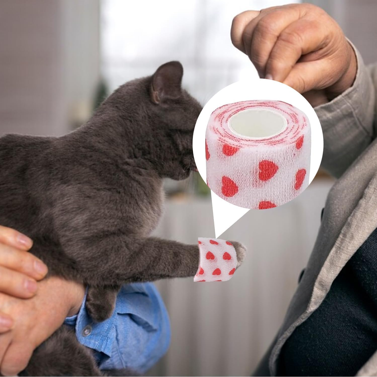 Self-Adhesive Bandage Dog Vet Wrap, 8 Roll Pet Vet Wrap Cohesive Bandages,Dogs Elastic Bandage Wrap Tape for Wrist Ankle Sprains, 2.5Cm X 4.5M image number 2