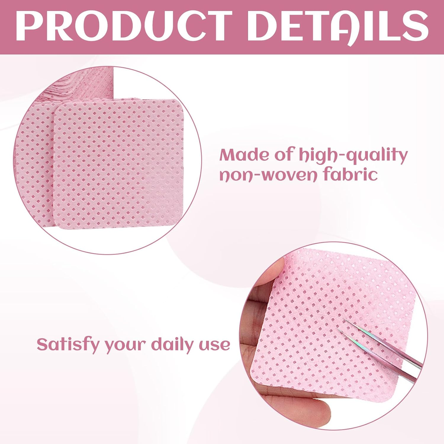 Nail Polish Remover Wipe, Lint Free Nail Wipes, Nail Supplies, 600 PCS Lint-Free Nail Wipes, Soft & Super Absorbent Cellulose Pads, Disposable Lint Free Nail Polish Remover Pads for Gel Polish Remover image number 3