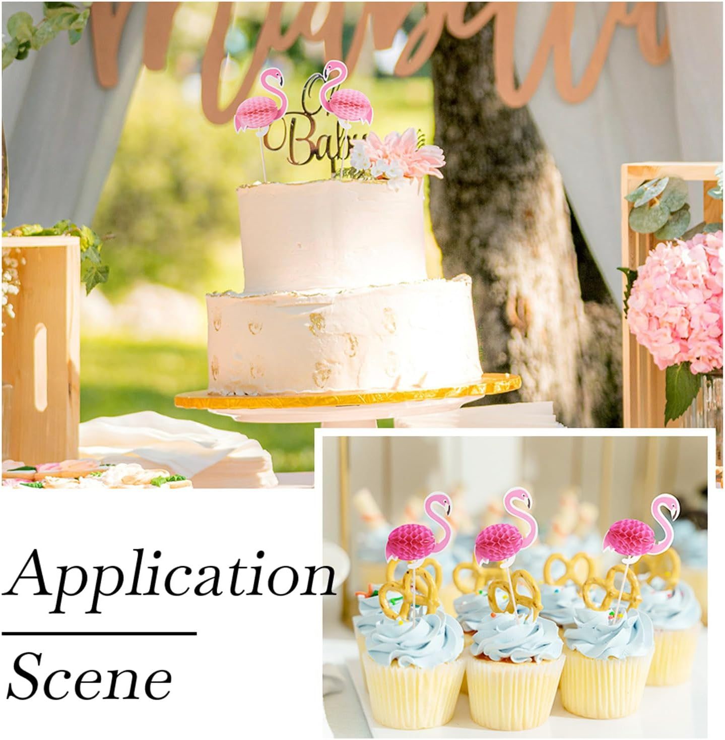 Fashewelry 50Pcs 3D Flamingo Cupcake Toppers Tropical Aloha Cake Picks Luau Cupcake Sticks for Summer Hawaiian Wedding Baby Shower Birthday Festival Christmas image number 4