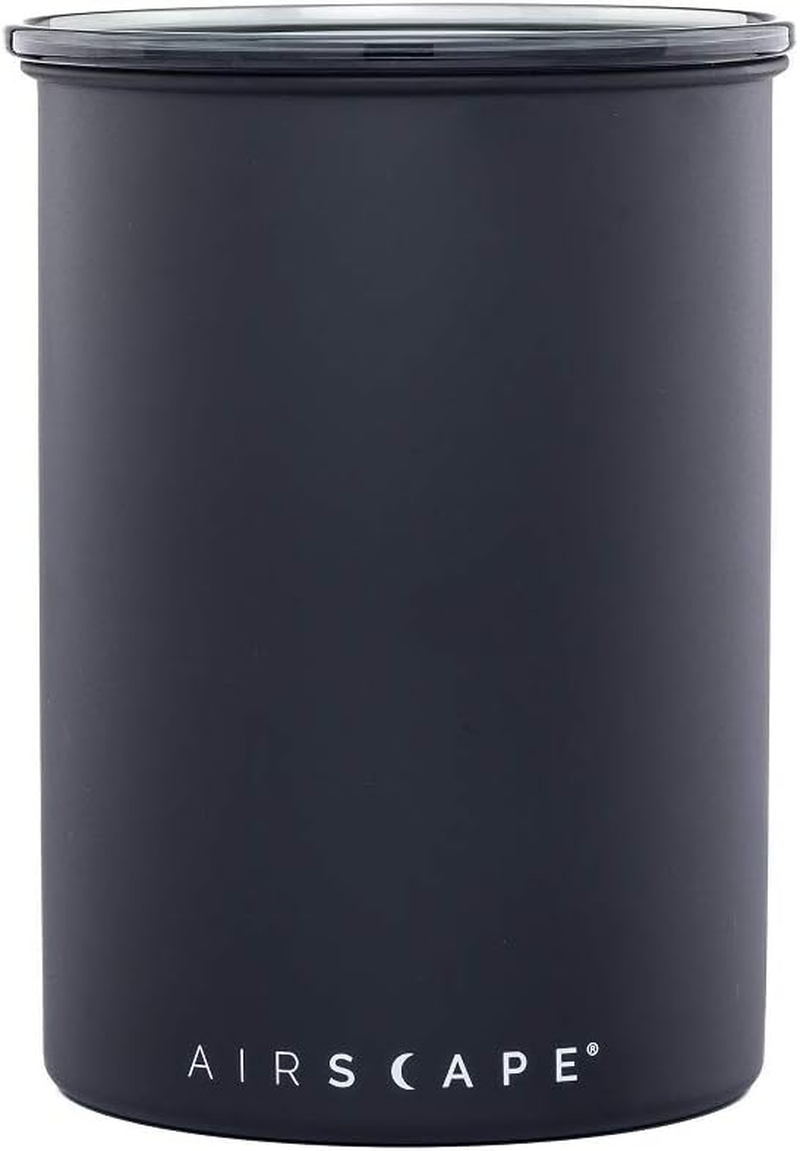 Airscape Planetary Design Stainless Steel Coffee Canister | Food Storage Container | US Patented Inner Plunger Lid REMOVES Excess Oxygen | Don'T Buy Airtight, Buy Air-Less | (Medium, Matte Black) image number 1