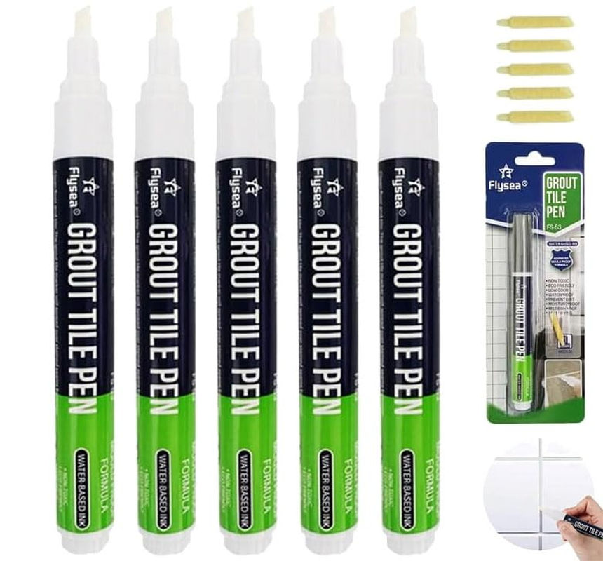 5PCS Grout Pen with 5 Replacement Tips - 2-In-1 Dual Tip (3.0Mm round & 6.0Mm Oblique) Tile Repair Kit, Waterproof Grout Sealer for Bathroom Kitchen Floor Wall Tiles image number 6