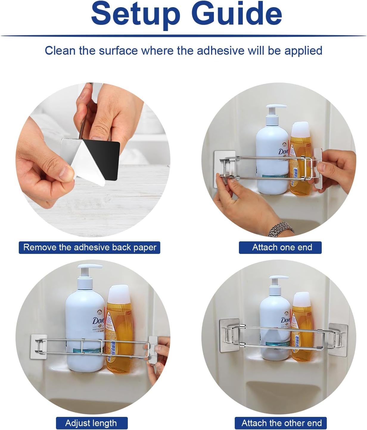 Safoner RV Shower Corner Storage Bar- Adjustable Stainless Steel Rod for Corner Shelves in Camper, Length 7.9-13.7 Inches- RV Bathroom Organization Must Have Accessories (2 Pack image number 3