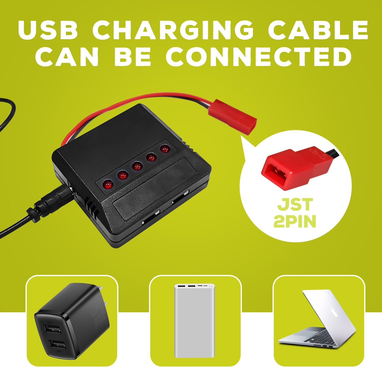 5PCS 3.7V 800Mah Lipo Battery Remote Control Drone Battery with 5In1 Charger JST Plug Suitable for SYMA X56W MJX X400W X300C X800 HS110 HS200 S670 V950Hd S1750 V2450 RC Quadcopter Battery image number 2