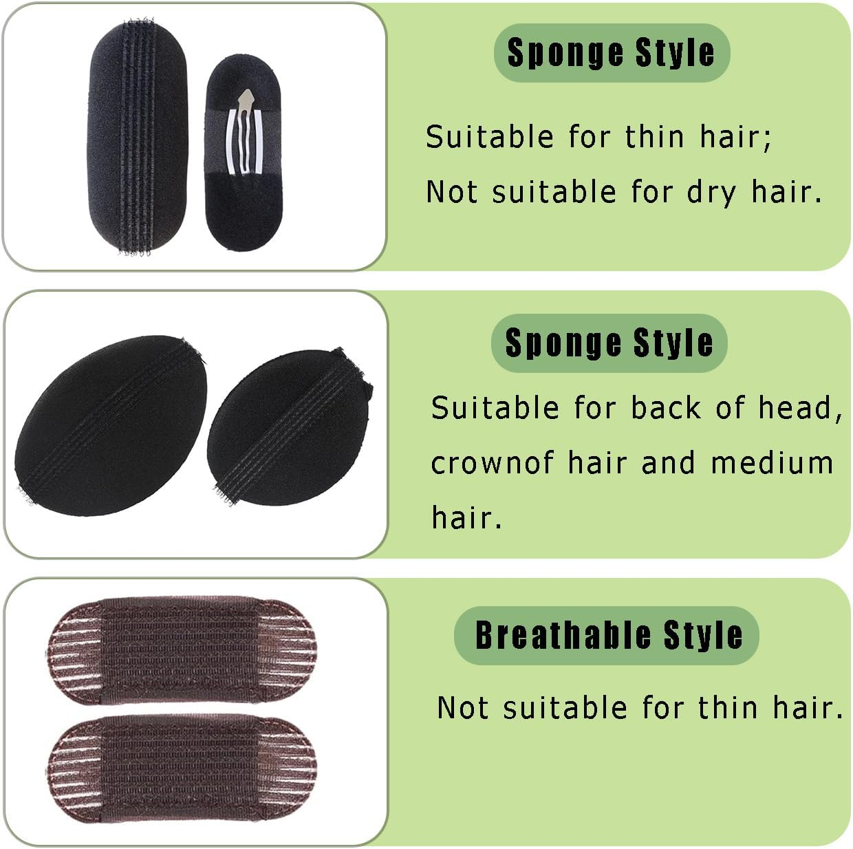 14 Pcs Sponge Volume Hair Pads Set - Bump It up Inserts, Invisible Hair Styling Tools, Easy Hair Styling Accessories for Women and Girls - Add Volume and Easily Create the Great Bun image number 3