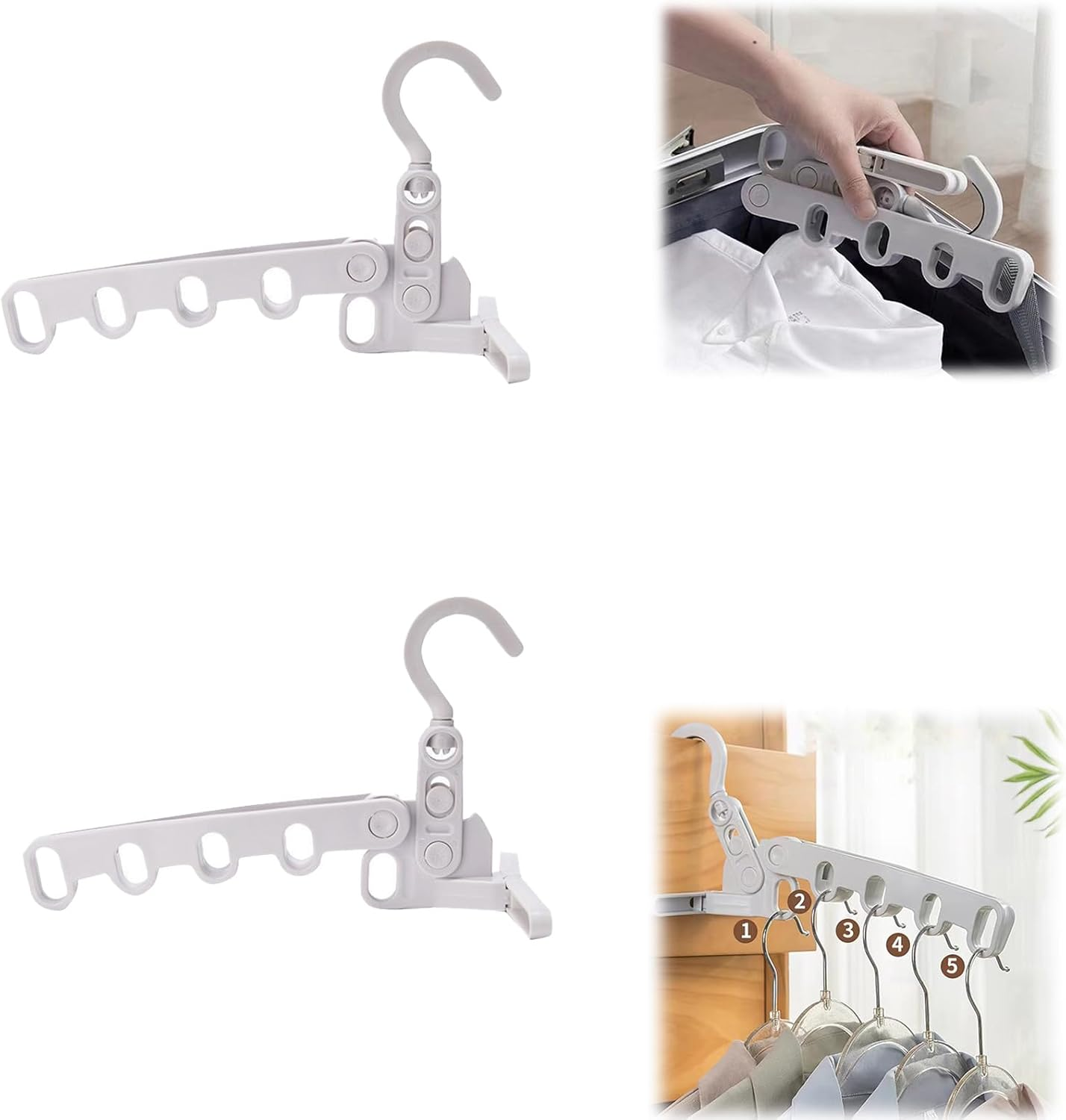 LXLM 2 Packs Folding Travel Hangers Clothes Drying Rack with 5 Holes,Collapsible Drying Rack Laundry Clothes Hanger Suitable for Outdoor Camping Trips, Student Apartment, and Hotel Apartments image number 4