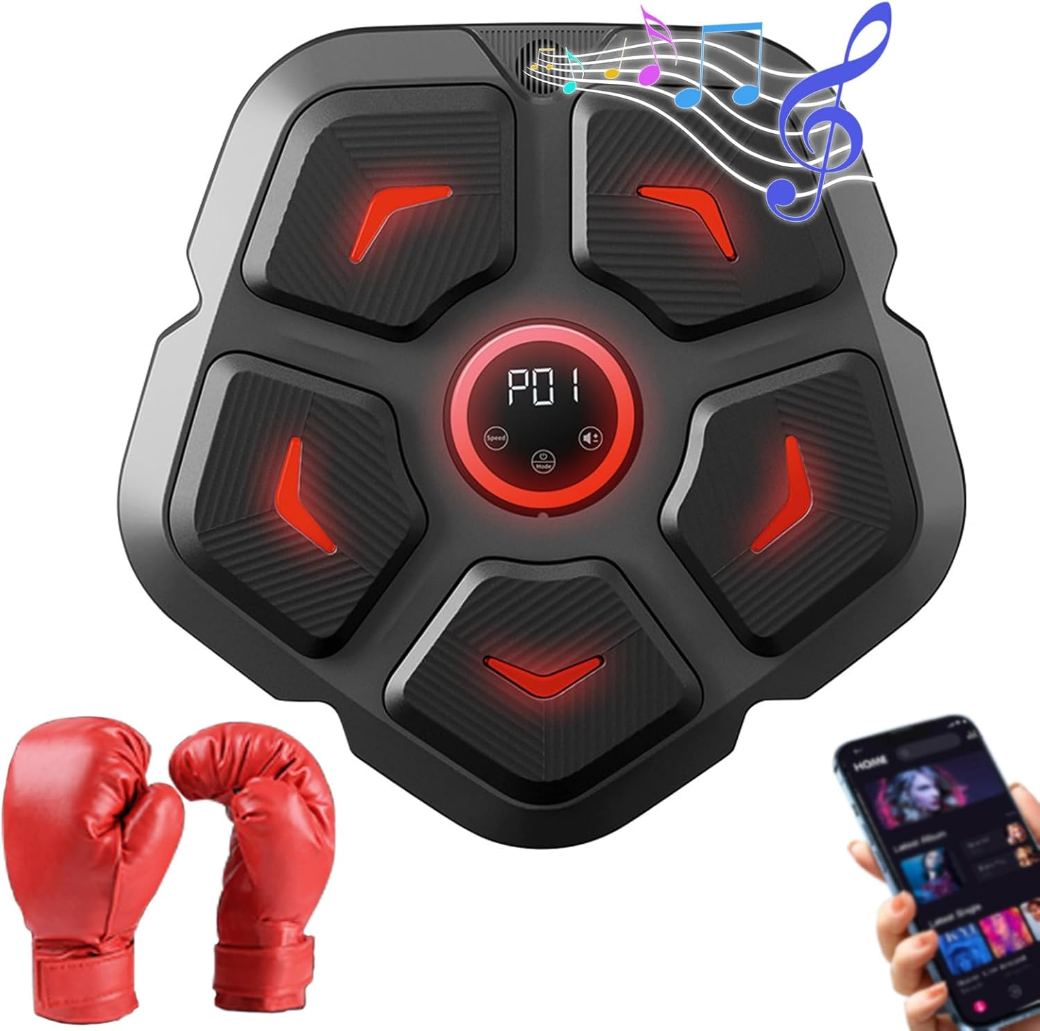 Smart Music Boxing Machine with Boxing Gloves, Musical Electronic Boxing Machine, Punch Music Workout Machine, Wall Mounted Bluetooth Music Boxing Trainer with 9 Training Modes for Home Indoor Gym image number 4