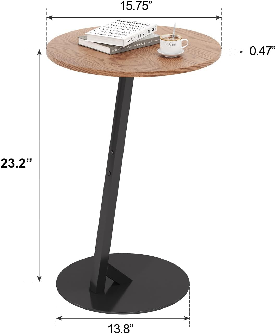 C Shaped Side Table for Couch & Bedside, Small round Sofa Table for Coffee, Snacks, Tablet PC, End Table for Living Room, Bedroom, Small Spaces image number 5