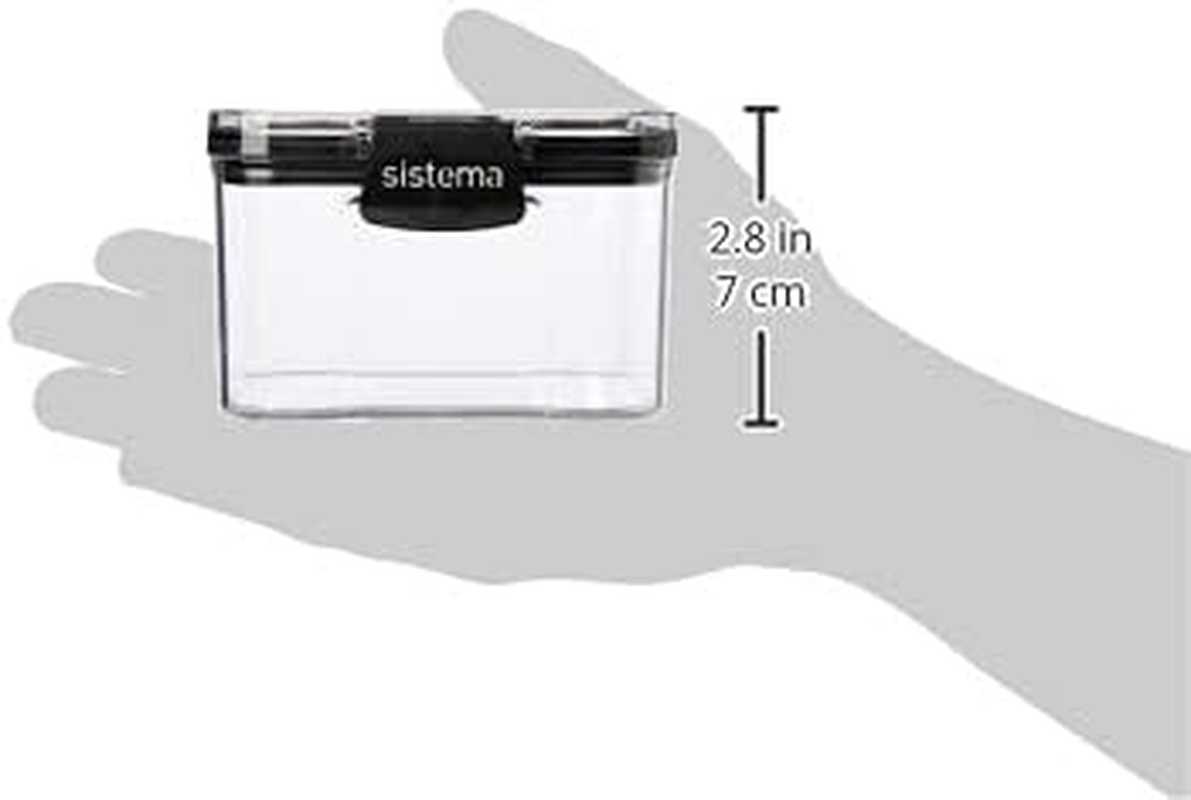 Sistema Ultra Tritan Airtight Pantry Storage Container | 400 Ml Square Food Storage Container | Stackable | with Locking Clips | Bpa-Free | Clear with Black Accents image number 4
