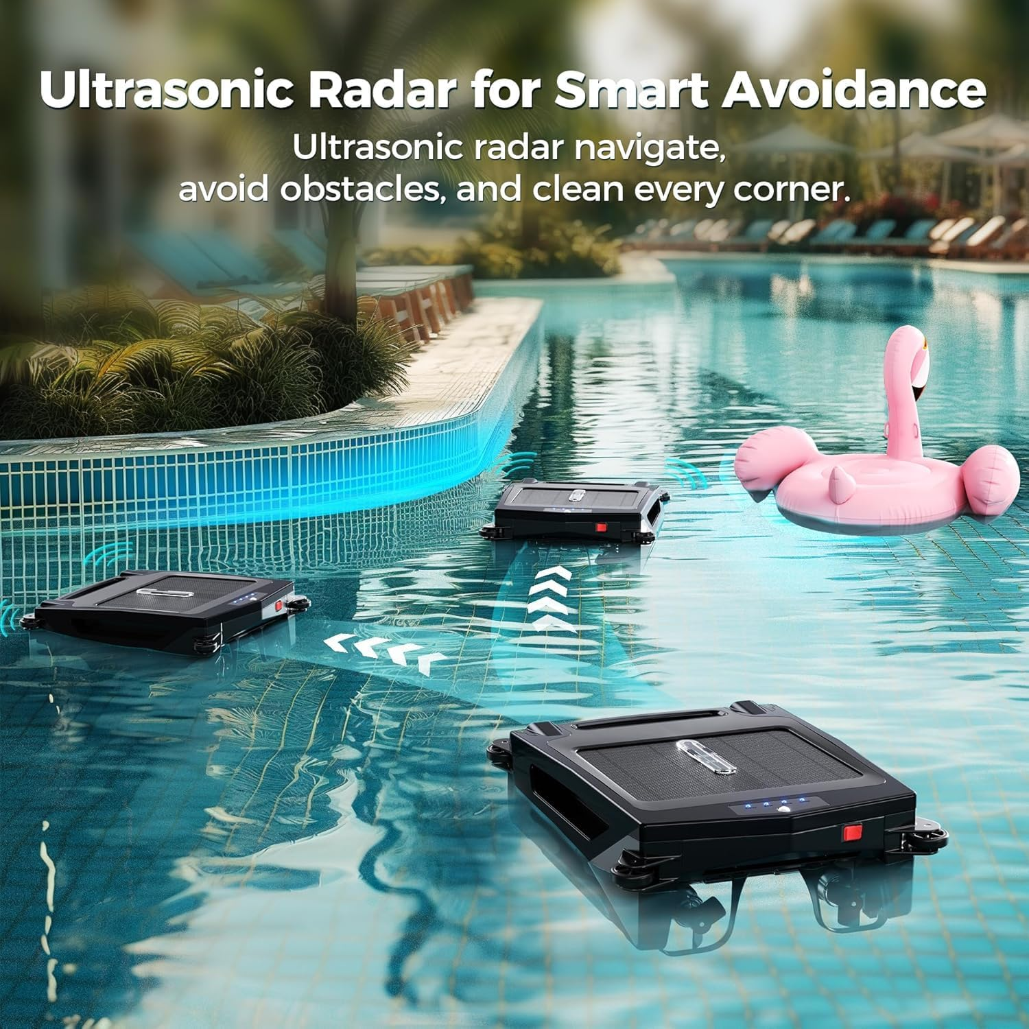 Solar Powered Pool Skimmer Robot Cleaner, Automatic Solar Pool Skimmer Robot Pool Cleaner Robot Pool Robot Pool Net Skimmer with Basket Automatic Obstacle Avoidance Dual Charging Options image number 2