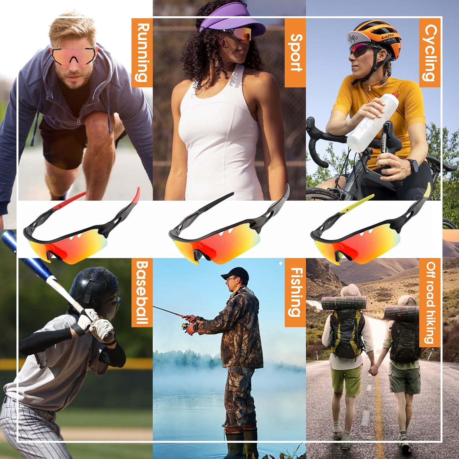 AVOWB.T.Q Polarized Cycling Sunglasses Men Women Sport Glasses with 5 Interchangeable Lenses Cycling Glasses for Bycling Running Hiking Baseball Running Glasses Casual Sports and Activities image number 6