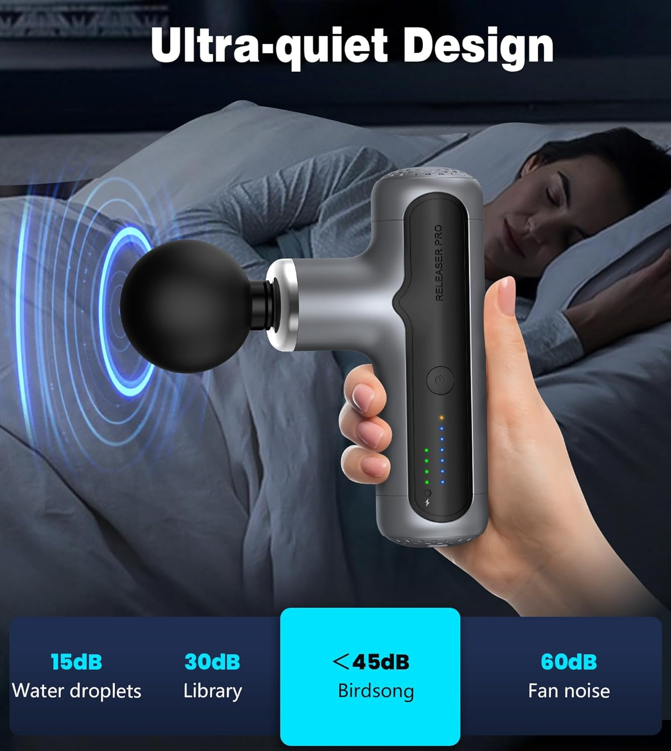 XXZU Mini Massage Gun 4000Mah Massager with 4 Massage Heads 7 Gears, Portable Massager Gun Suitable for Shoulder, Neck, Back, Legs Muscle Tissue to Relax and Relieve, Gray