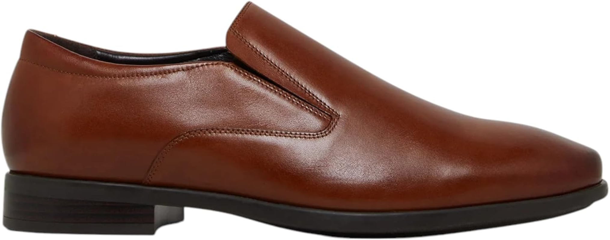 Hush Puppies Mens Nicholson Tan Leather Dress Formal Slip on Shoes image number 6