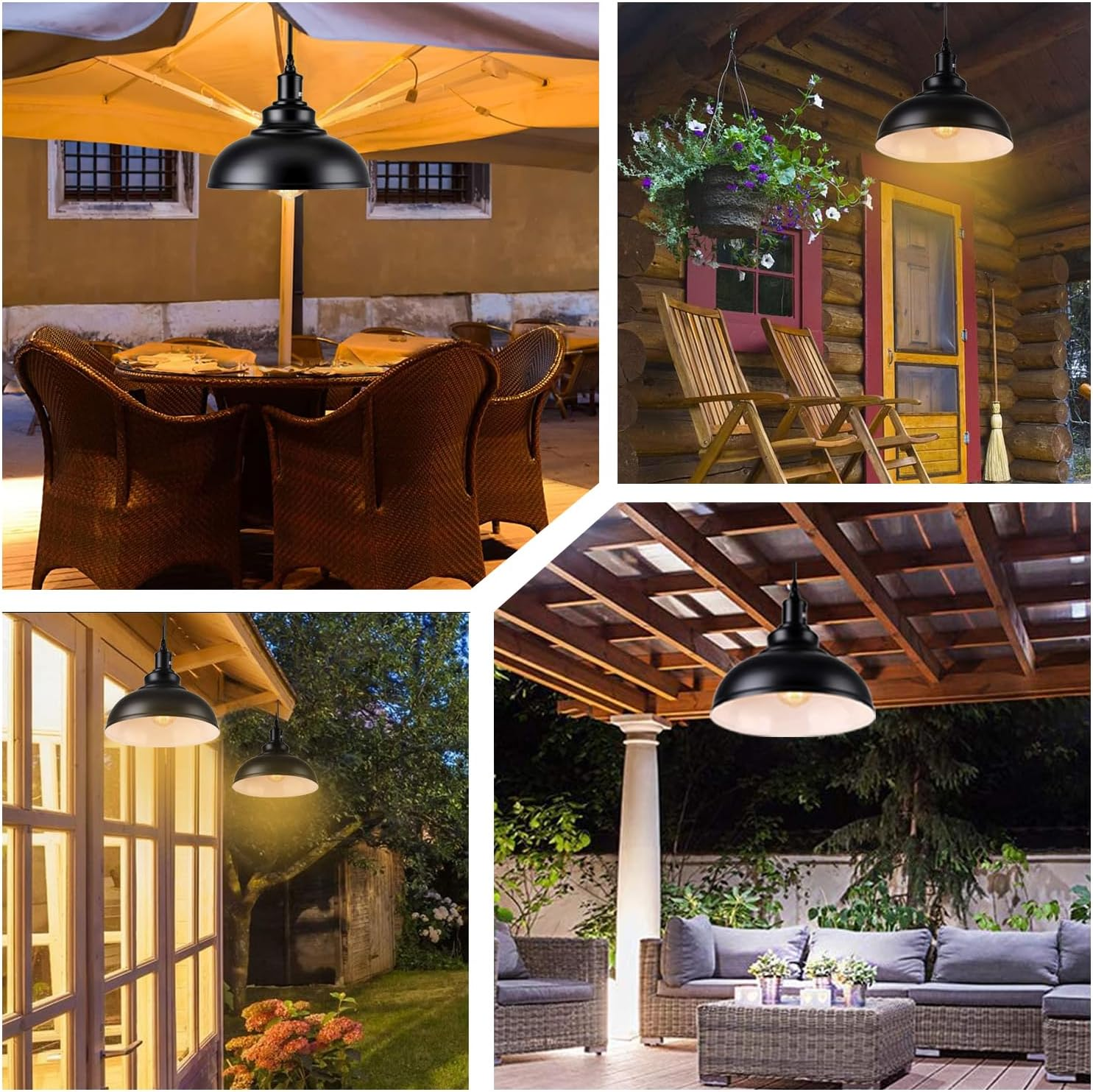 Vintage Pendant Light with Plug, E27 Fitting Ceiling Light with 4.5M Cable and Dimming Switch Dimmable Black Metal Pendant Light for Outdoor & Indoor Garden Balcony Patio Max.60W image number 2