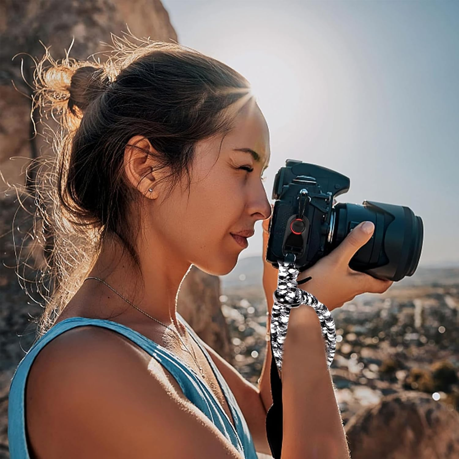 Vireeyu 5 Camera Carrying Accessories, 1 Hand Woven Wrist Strap Safety Rope for Camera, 4 Camera Quick Release Buckles, Camera Quick Release Buckles, Adjustable Camera Strap image number 3