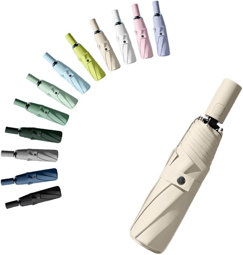 Travel Folding Umbrella Coating Layer Fabric Blocking/Portable Golf/Car Compact Umbrella/Lightweight Small Backpack/Rain Sun Automatic Open/Close anti UPF 50 UV Protection 99.9% /Men Women Kids