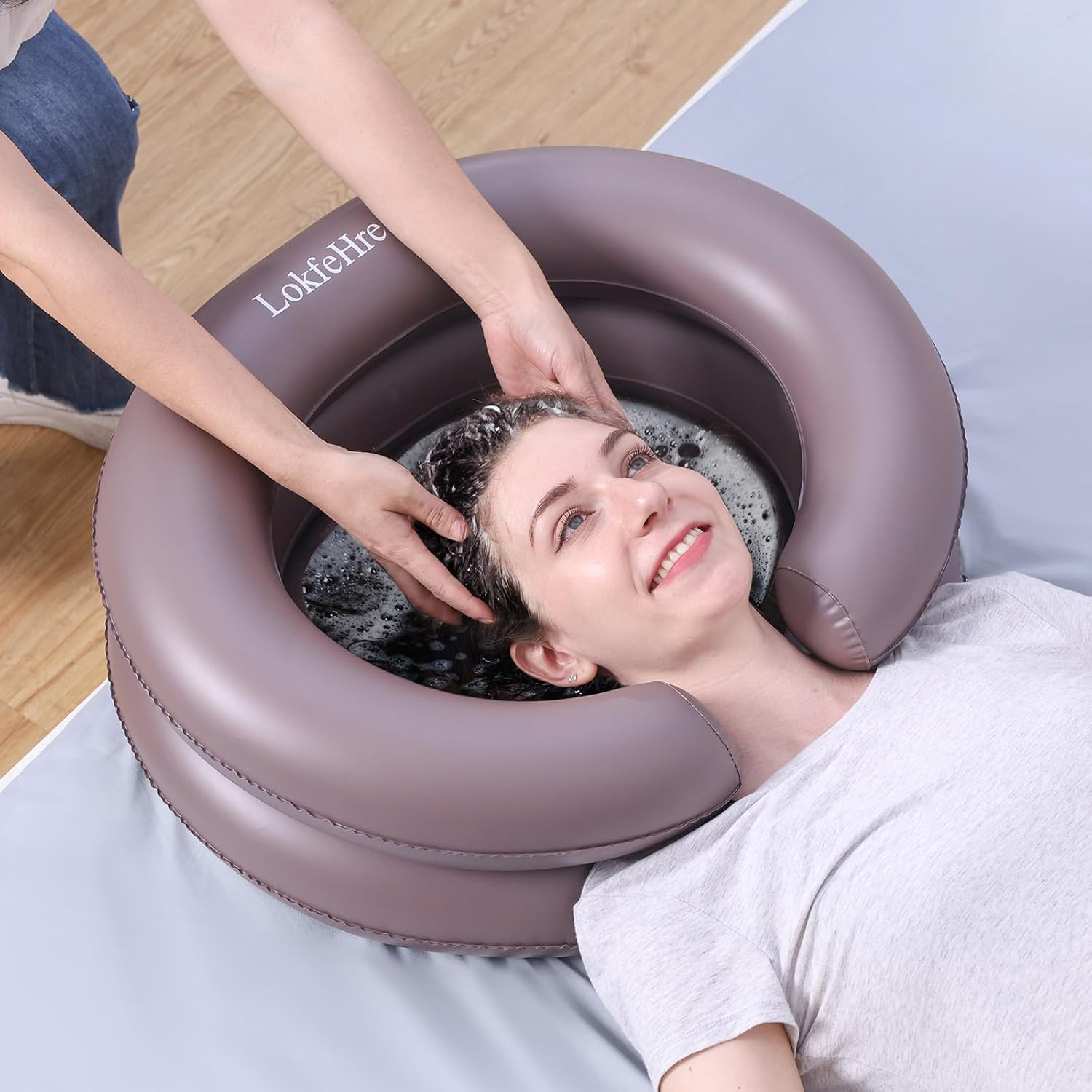 Large Portable Inflatable Hair Washing Basin for Bedridden - Wash Hair in Bed with Inflatable Shampoo Bowl.Hair Washing Basin for Elderly,Disabled,Injured,Ideal Inflatable Sink for Locs Detox