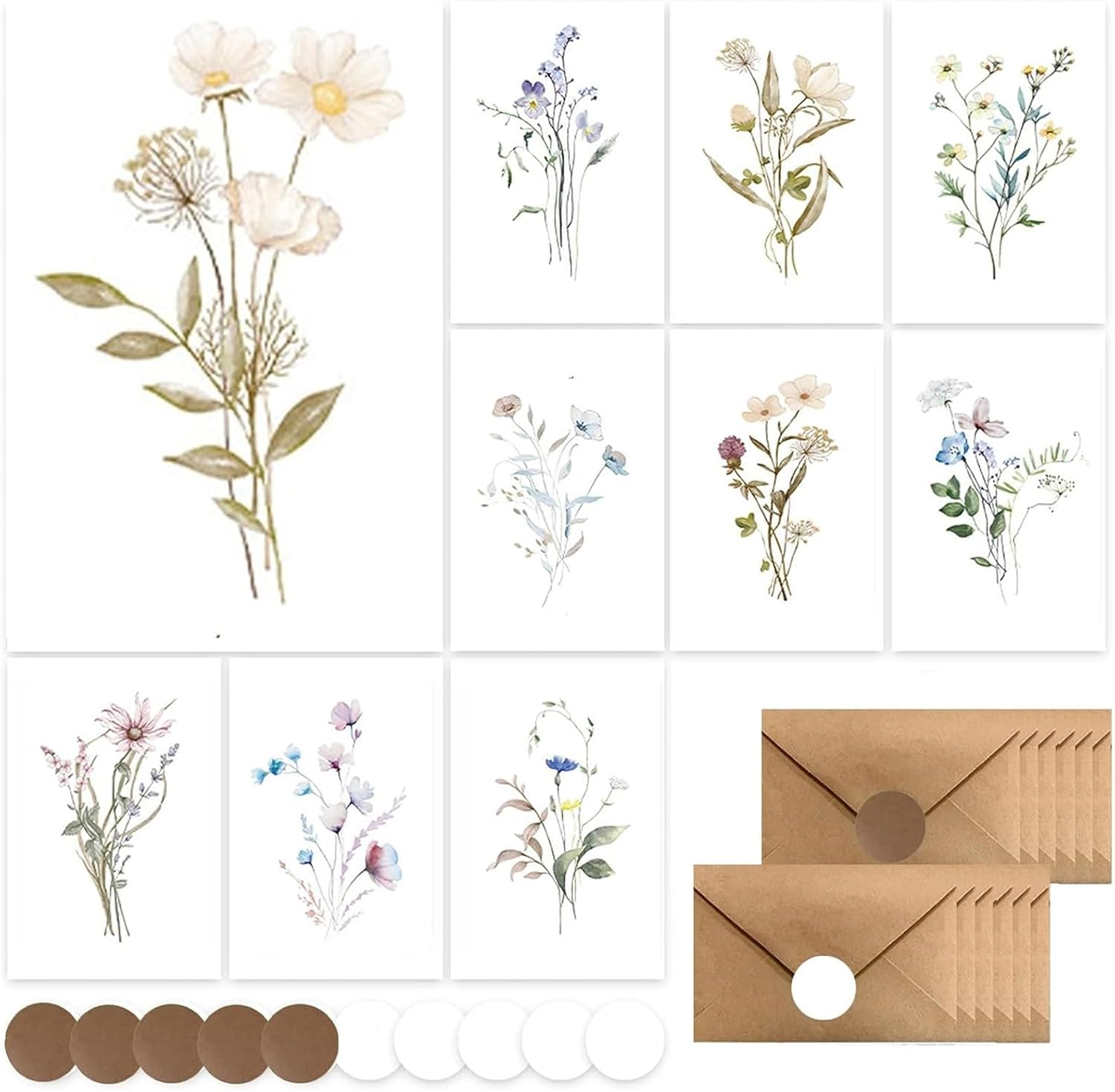 60PCS Blank Cards & Envelopes & Stickers, 4X6 Blank Greeting Cards, Beautiful Greeting Card, Elegant Floral Note Cards, Empty Stationary Set for All Occasions9(20Cards+20Envelops+20Stickers) image number 6