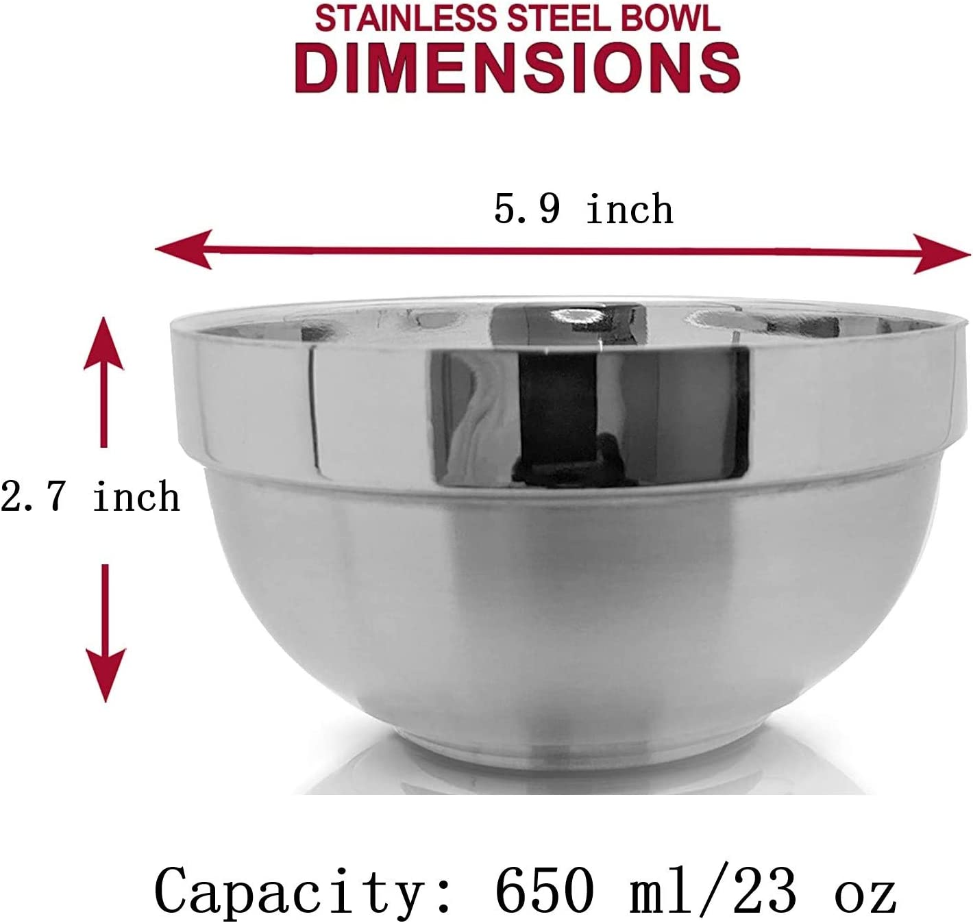 Qcfang Stainless Steel Mixing Bowls 4 Pack Heat Insulated Metal Bowls Set for Kids and Adults Double Walled Multipurpose Bowls for Cereal, Soup, Ice Cream, Rice, Noodles, Salad, Snacks (Round) image number 1
