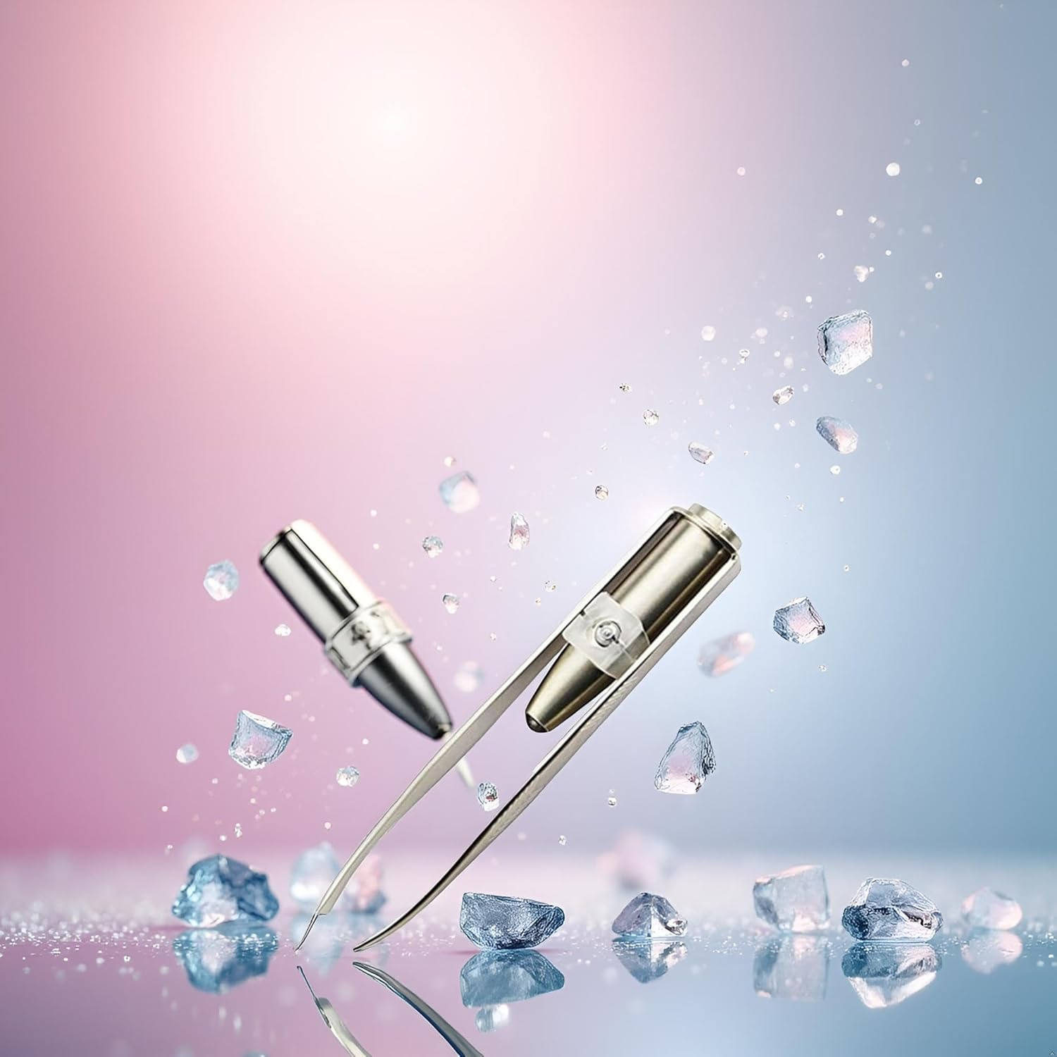 Silver Creative Led Light Eyelash Eyebrow Hair Removal Stainless Steel Make up Tweezer Durability and Practicality, Hair Removal Tweezers,Women'S 8.8X0.8X1.6Cm,