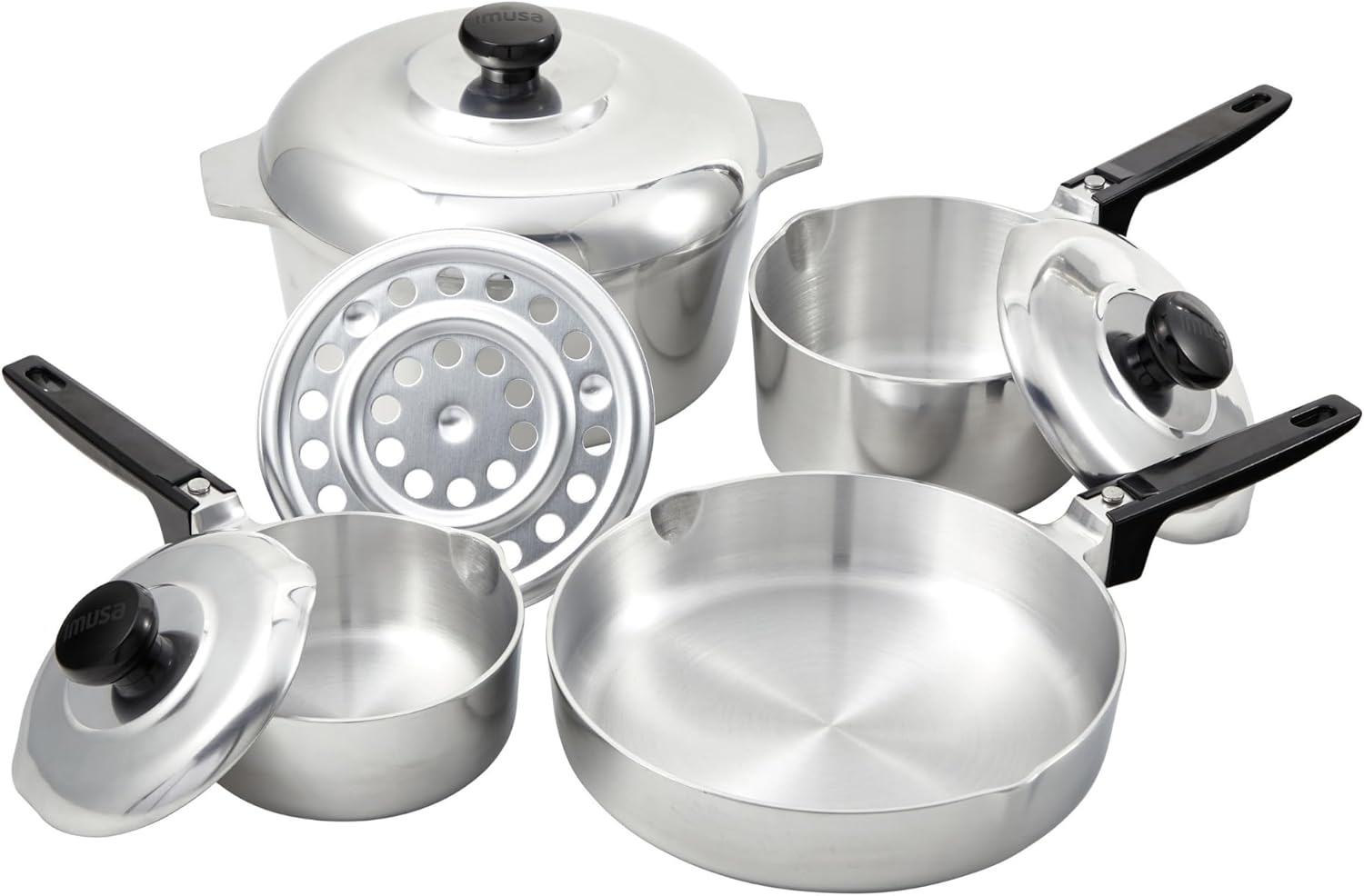 IMUSA USA IMU-89304 Heavy Duty 8-Piece Cast Aluminum Cajun Cookware Set, Silver image number 3