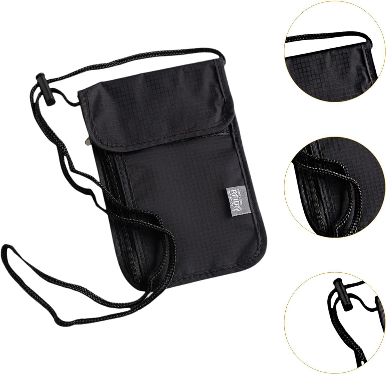 Frediuo Neck Wallet Travel Pouch for Men Multi Pockets Crossbody Bag Card Storage Organizer Case with Adjustable Strap for Commuting image number 3