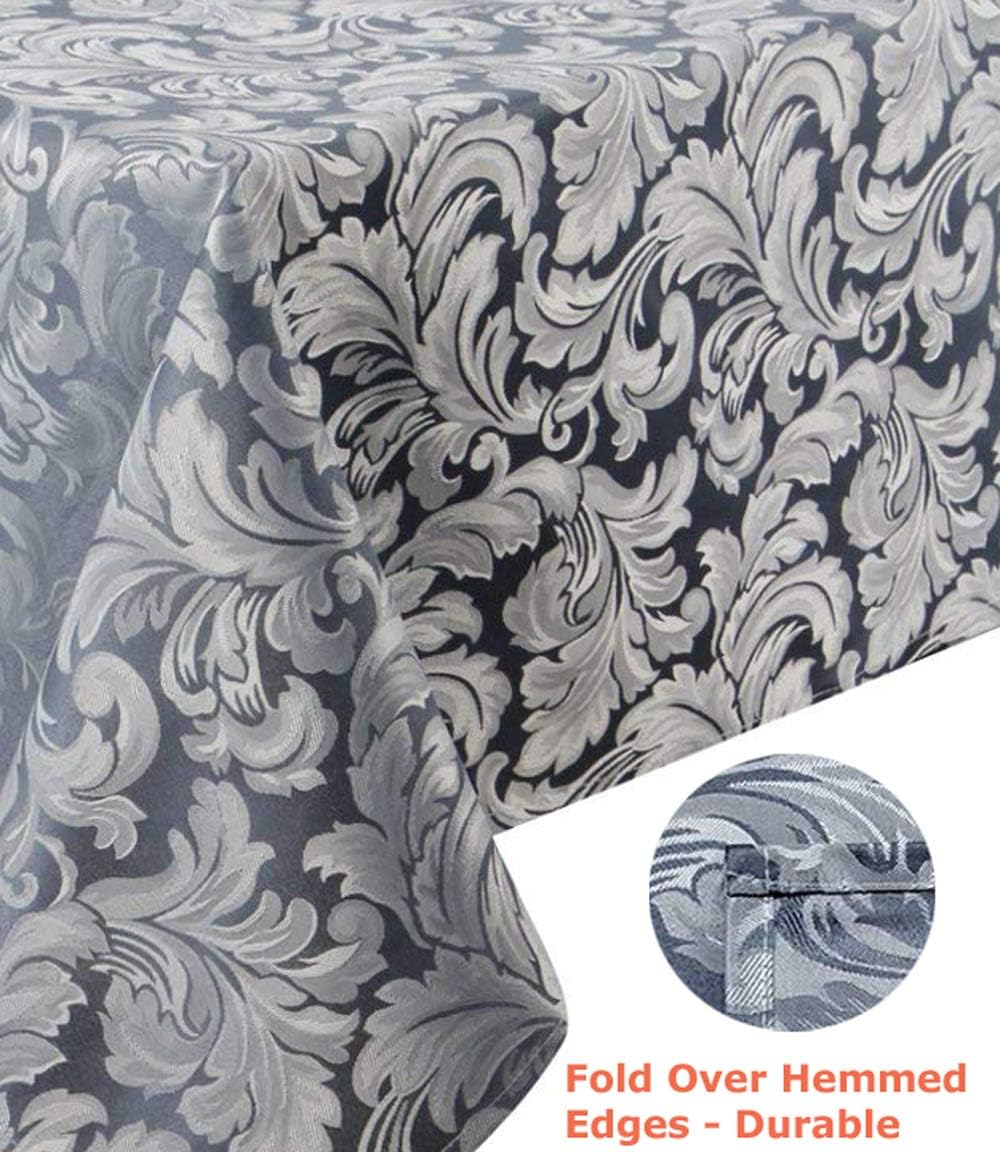 Tektrum 70 X 70 Inch Square Damask Jacquard Tablecloth Table Cover - Waterproof/Spill Proof/Stain Resistant/Wrinkle Free/Heavy Duty - Great for Banquet, Parties, Dinner, Kitchen, Wedding (Stone Blue) image number 3