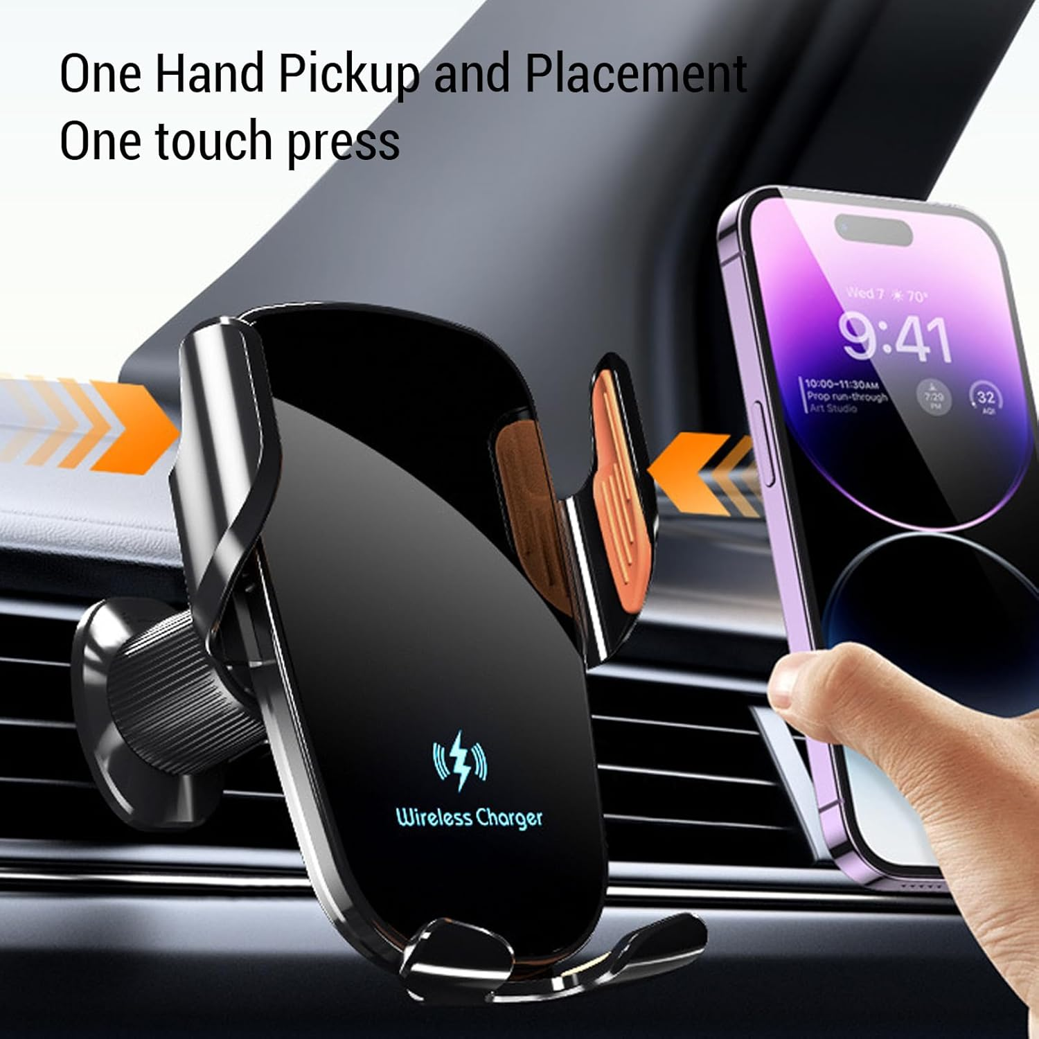 Eosnow Wireless Car Charger 15W Fast Charging Auto Sensor Smartphone Holder Adjustable Viewing Angles Car Mount Compatible with Iphone Samsung Galaxy All 4.7 to 7.2 Inch Phones image number 5