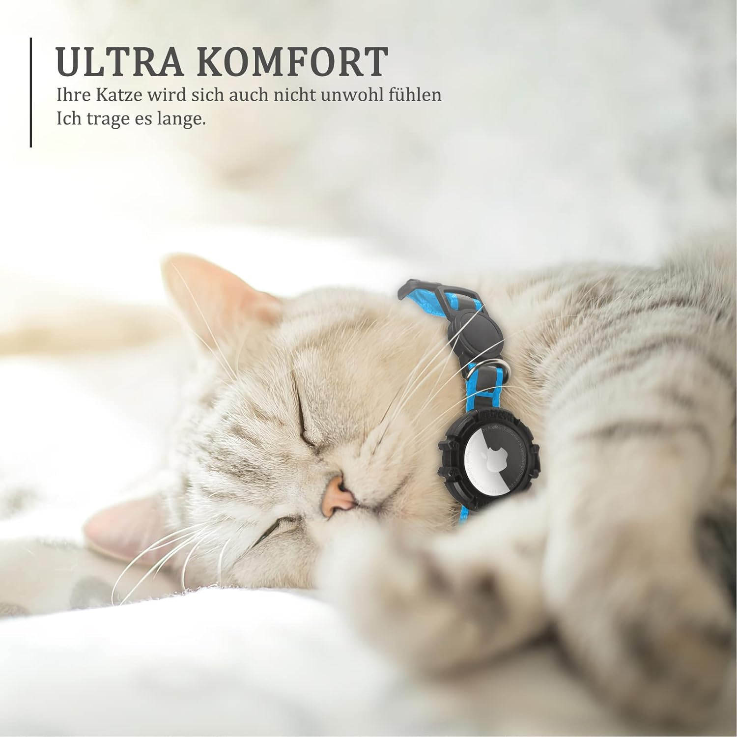 Airtag Breakaway Cat Collar, Reflective Kitten Collar with Apple Air Tag Holder and Bell, Lightweight Tracker Cat Collars for Girls, Boys, Cats, Kittens, Puppies (Blue, S) image number 1