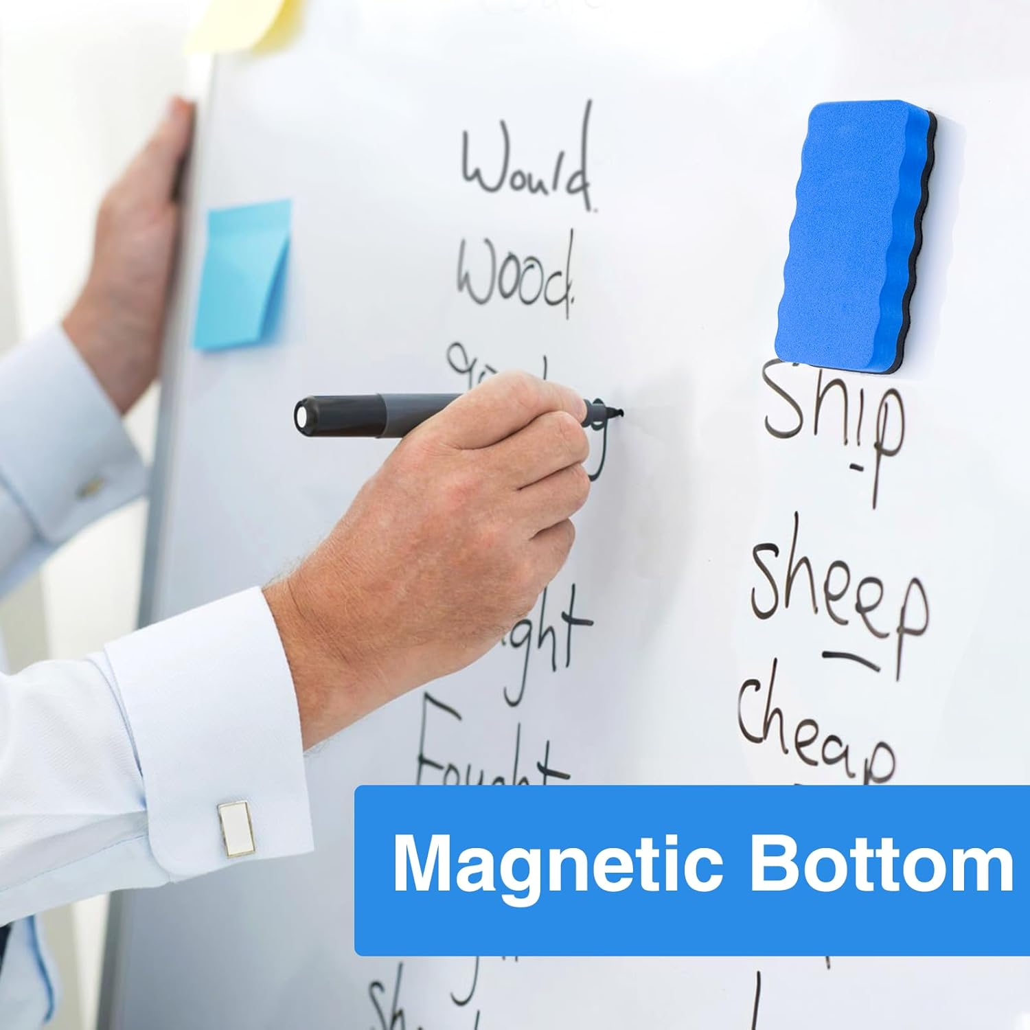 JEFURE Whiteboard Sponge, Pack of 1, Blue Whiteboard Sponge, Magnetic Whiteboard Eraser for Dry Cleaning on Many Surfaces, Whiteboard Eraser for Whiteboards, Blackboards and Glass image number 2