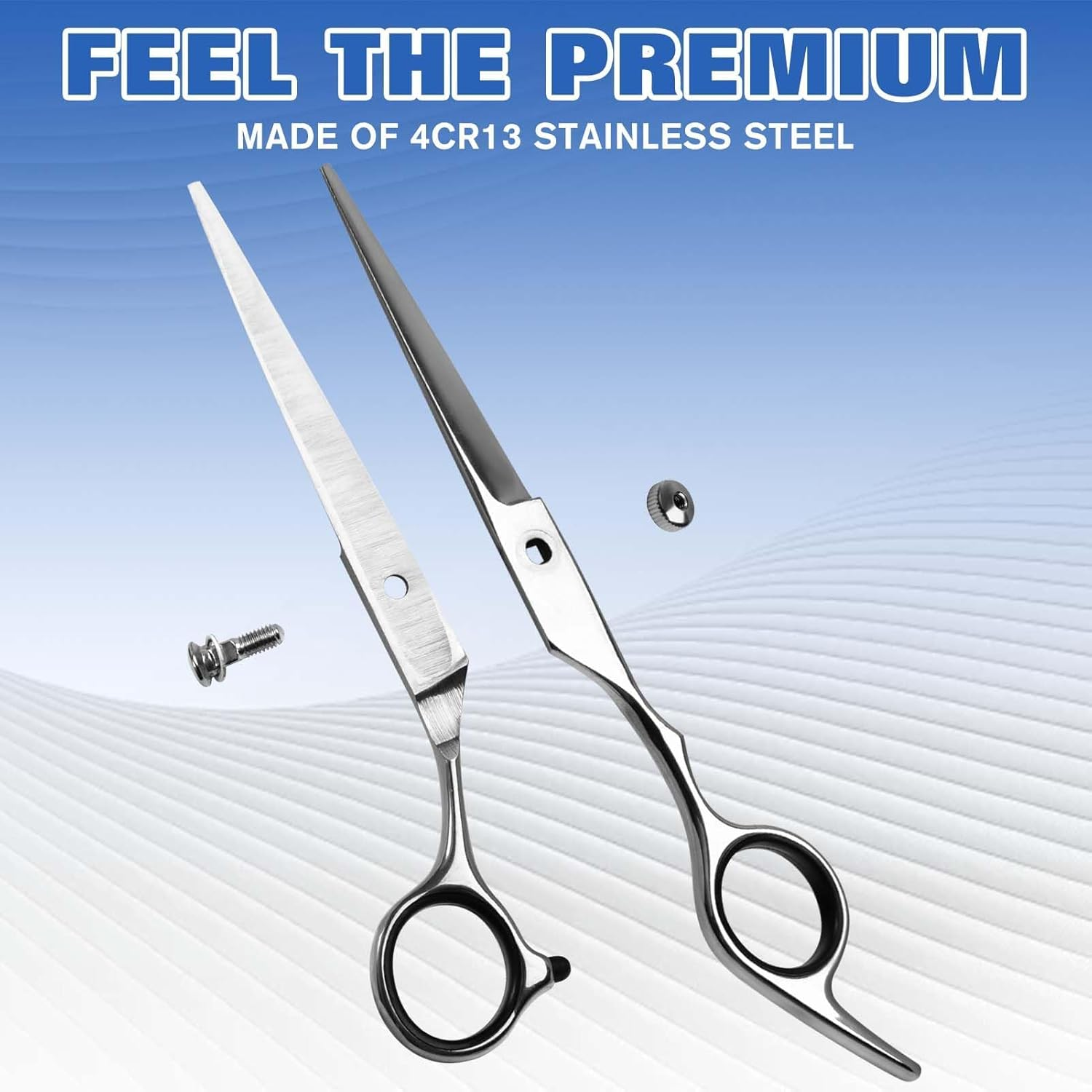 LEONTOOL Hair Scissors with Storage Bag Made of Leather Stainless Steel 6 Inch Total Length Fine Adjustment Tension Screw Professional Hair Scissors Ergonomic Design for Men Women Children and Babies image number 5