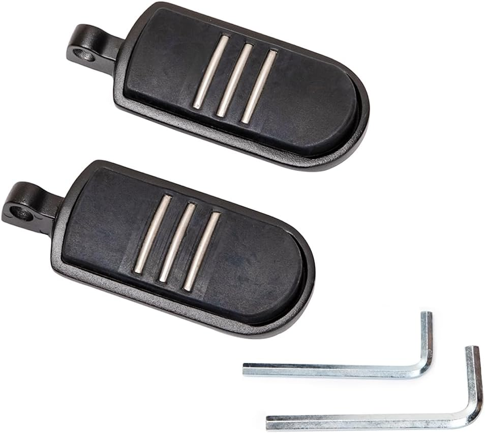 HY-SPEED Motorcycle Highway Pegs Crash Bar with 1.25" Engine Guard Adjustable Foot Peg Compatible with Touring Street Glide Electra Glide Road King Softail Long Angled Chrome