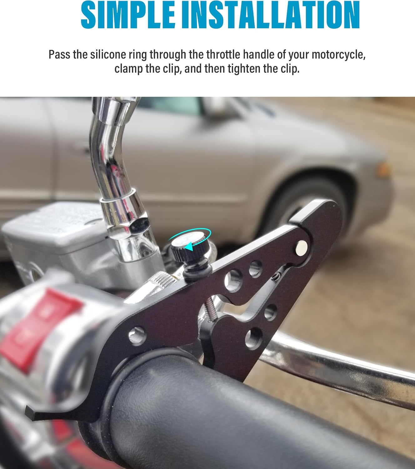 RACOONA Motorcycle Cruise Control,Motorcycle Throttle Lock,Motorcycle Cruise Control Throttle Lock,Car Accessories Throttle Assist Wrist with Silicone Ring Protect Throttle Control System image number 4
