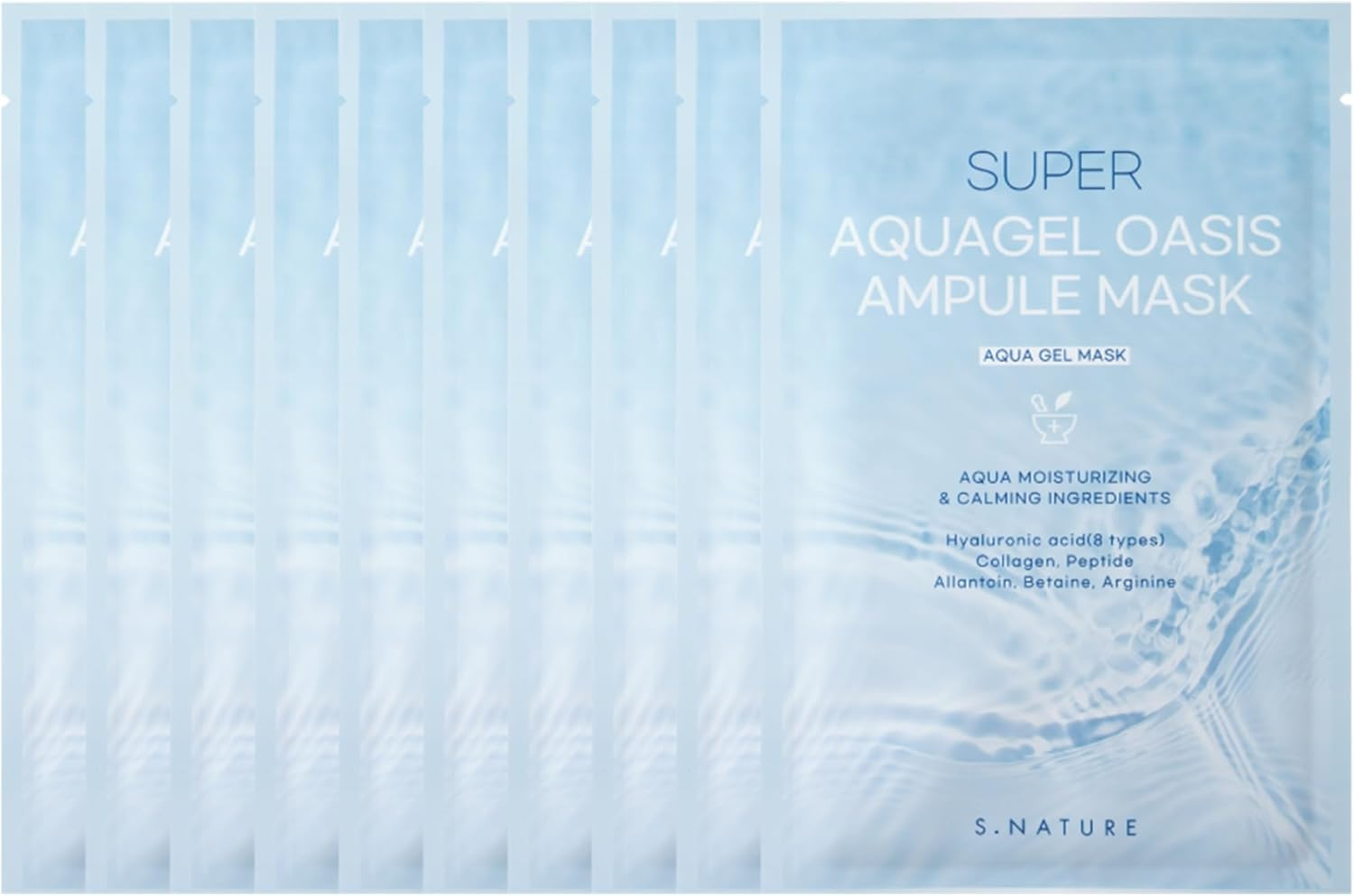 S.NATURE SUPER AQUAGEL OASIS AMPULE MASK | Sheet Mask, Pore Minimizing Soothing, Moisturizing, Nourishing | 10Ea