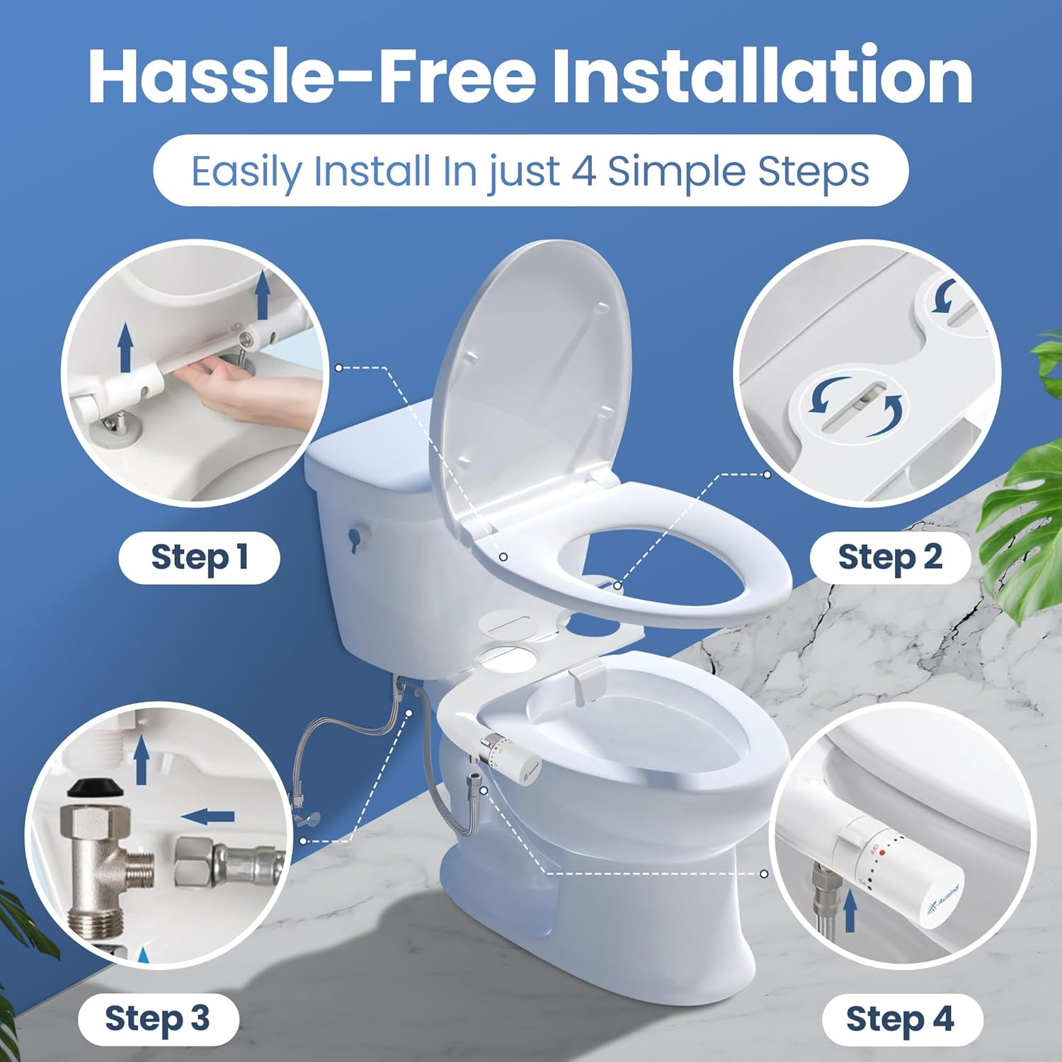 Bidet Toilet Seat - Ultra Slim Non-Electric Bidet Attachment with Dual Nozzle (Frontal & Rear Wash) - Fresh Water Bidet Spray with Pressure Controls & Easy Install - Australian Brand