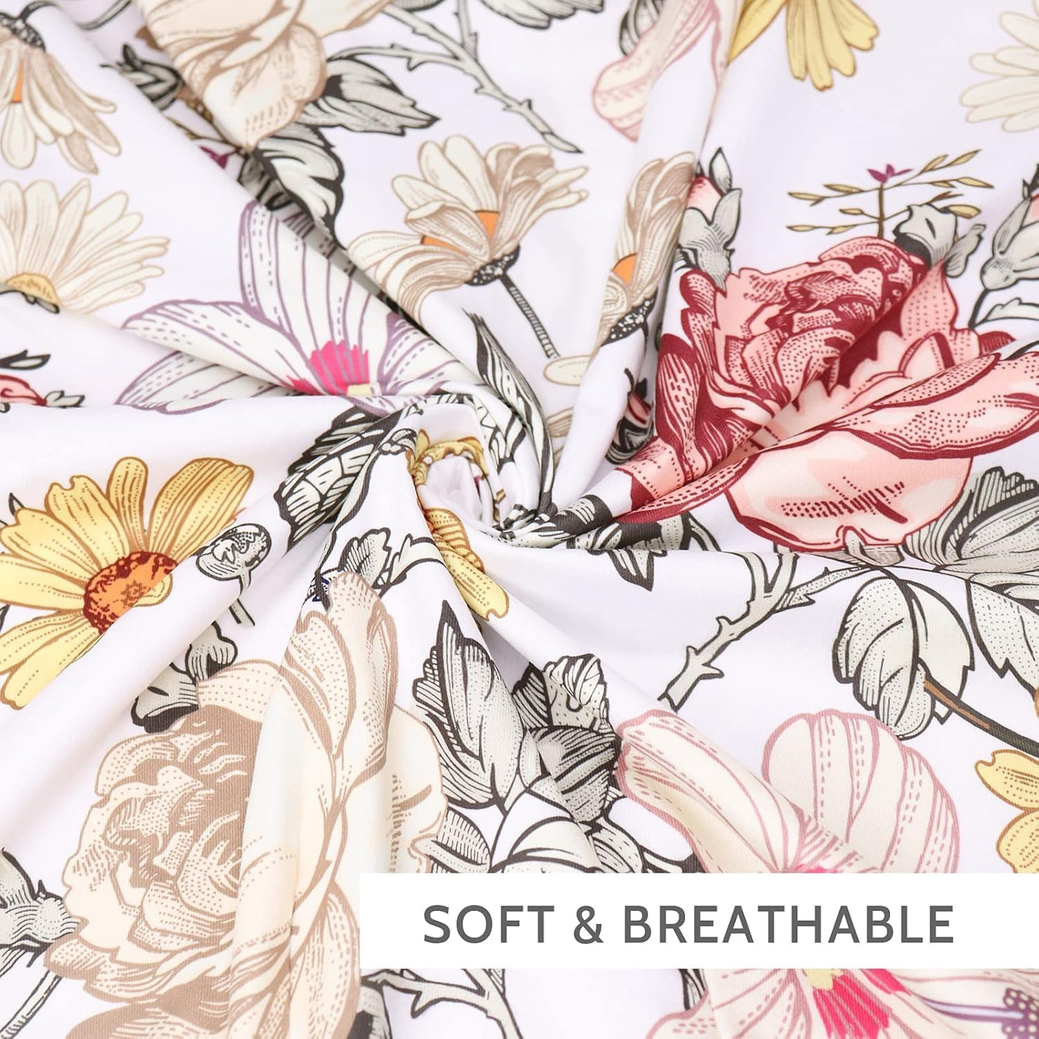 Floral Breastfeeding Pillow for Baby Girls, HNHUAMING Nursing Pillow with Stretchy Nursing Pillow Cover to Breastfeeding, Tummy Time, New Mom Essentials Breast Feeding Pillow image number 6