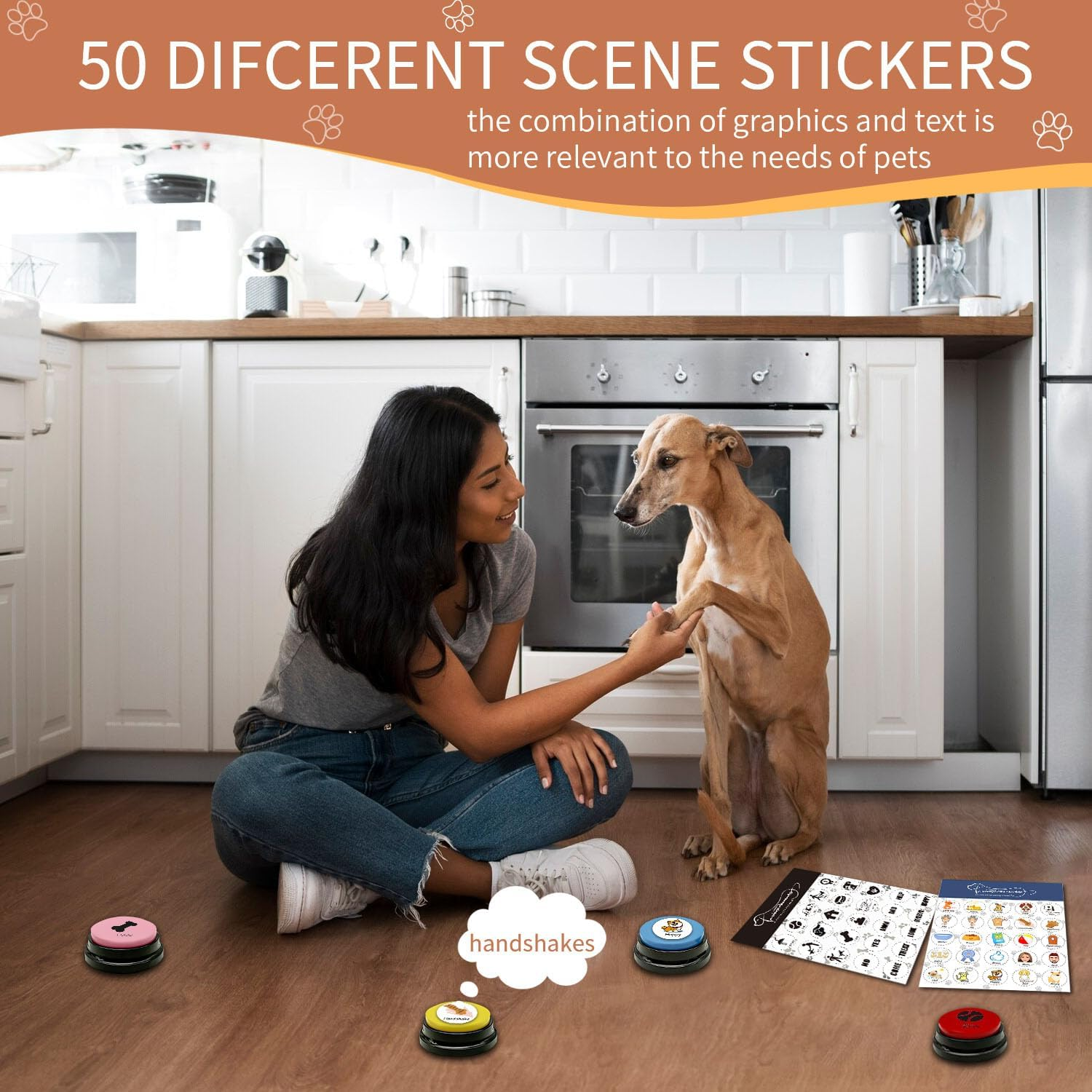 BUYVIKAY Set of 4-Colour Dog Button, Buzzer with Recording Function, Dogs, Pet Training, Dog Button for Communication, 30-Second Voice Recording Button image number 4