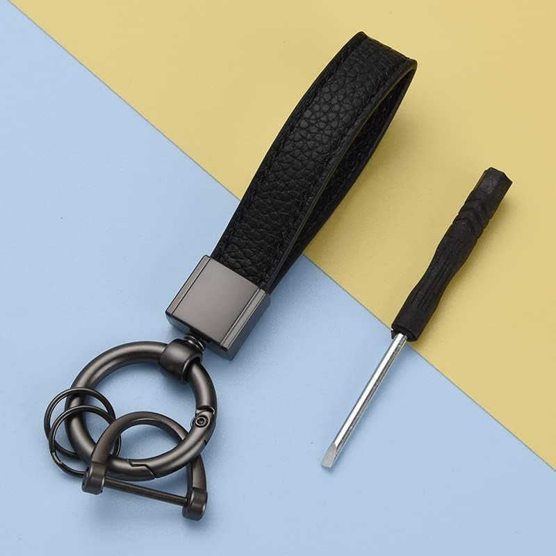 Leather Car Keychain, Leather Key Fob with D-Ring, Anti-Lost Soft Leather Key Chain, Car Accessories image number 3