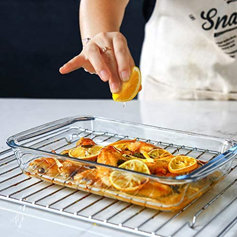8-Piece Deep Glass Baking Dish Set with Plastic Lids,Rectangular Glass Bakeware Set with Lids, Baking Pans for Lasagna, Leftovers, Cooking, Kitchen, Freezer-To-Oven and Dishwasher, Gray image number 3