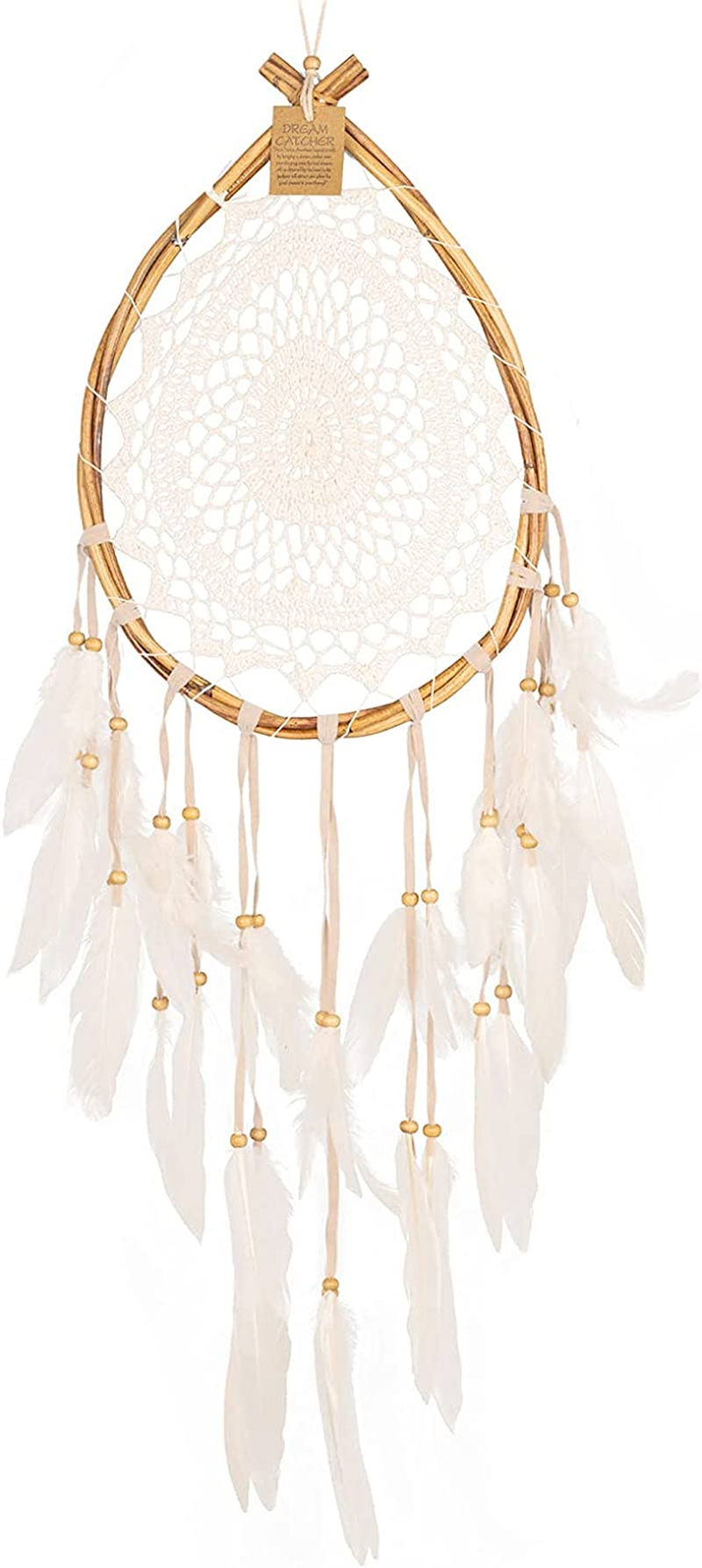 Dream Catcher Wall Hanging Boho Style Dreamcatcher Teardrop Shape Bohemian Decor Item Hand Crafted Weddings Crochet Hippie Gypsy Style Wall Hanger Decoration Bedroom Ornament Hand Made 24Cm X 80Cm image number 6